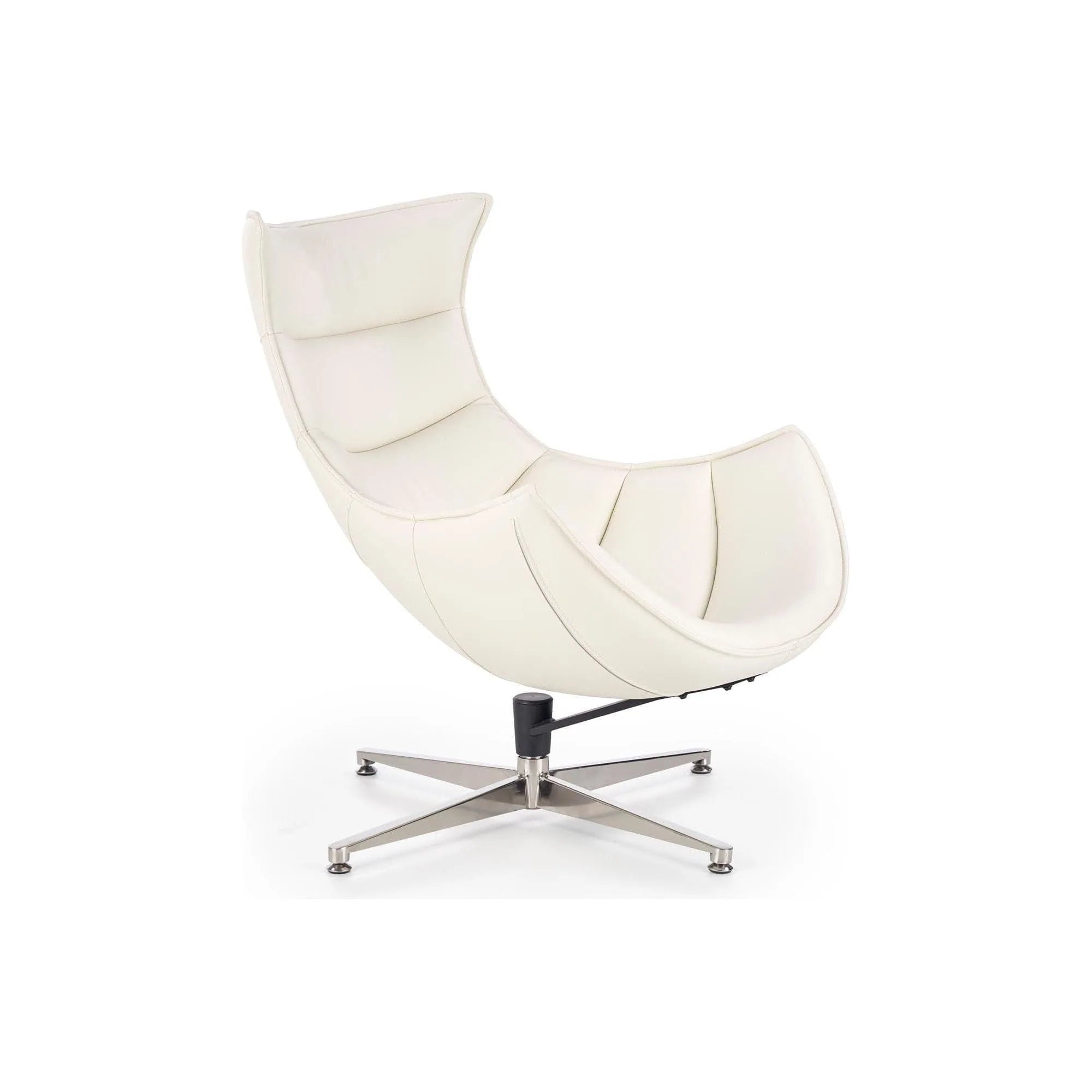 Fotoliu LUXOR, alb/crom, piele ecologica/otel inoxidabil, 86x84x96 cm