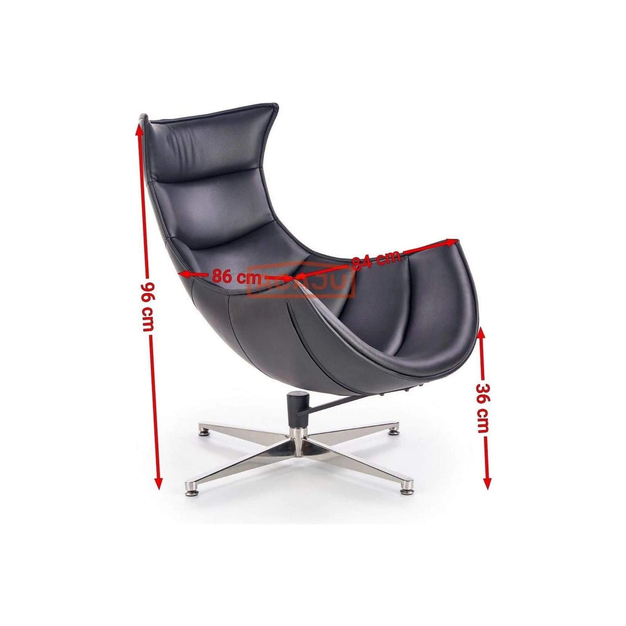 Fotoliu LUXOR, alb/crom, piele ecologica/otel inoxidabil, 86x84x96 cm