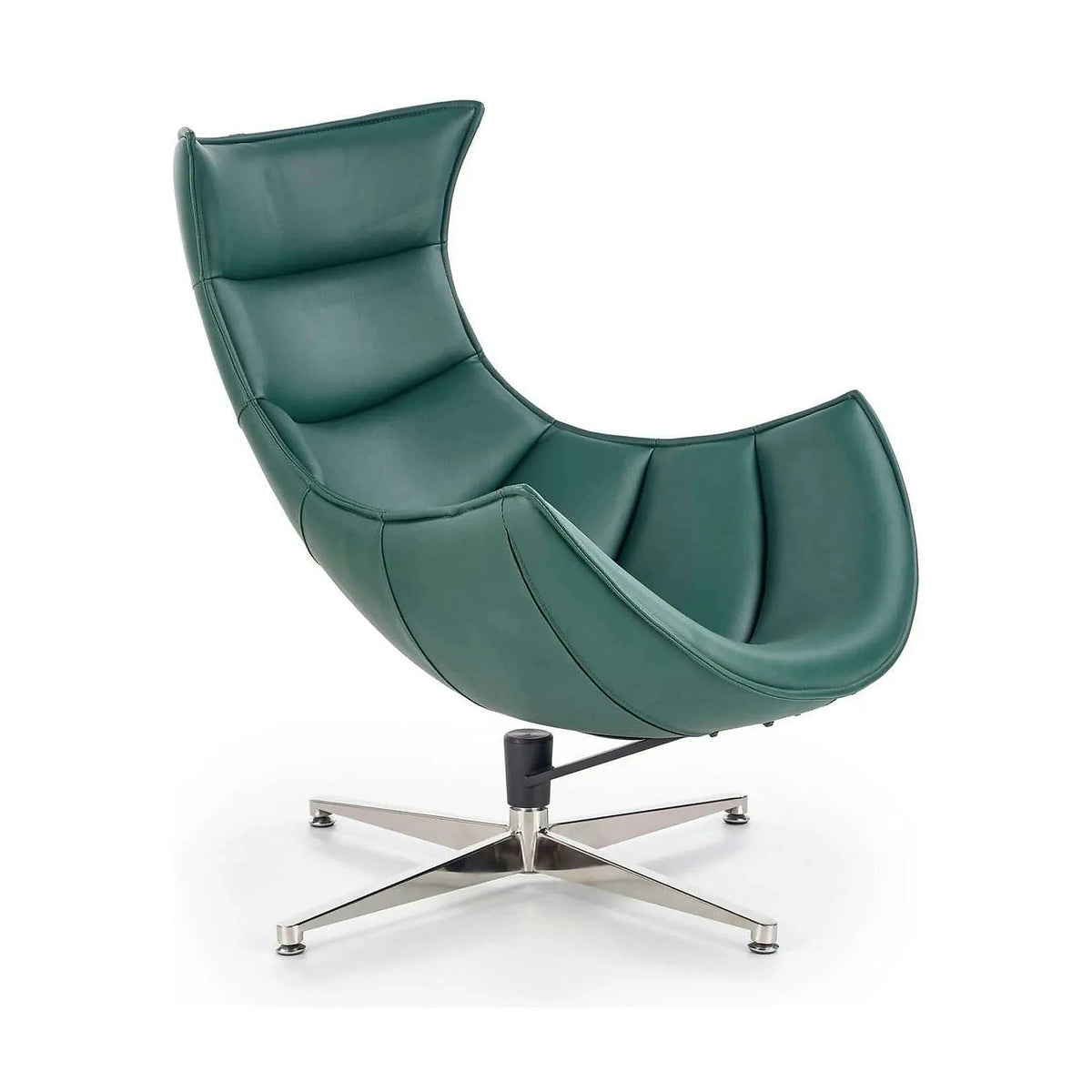 Fotoliu LUXOR, verde/crom, piele ecologica/otel inoxidabil, 86x84x96 cm