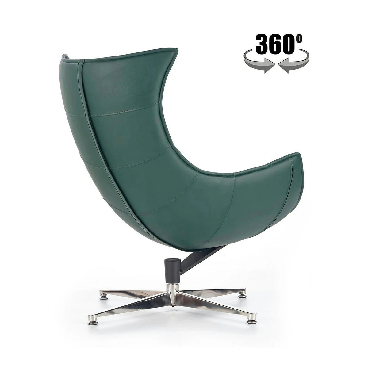 Fotoliu LUXOR, verde/crom, piele ecologica/otel inoxidabil, 86x84x96 cm
