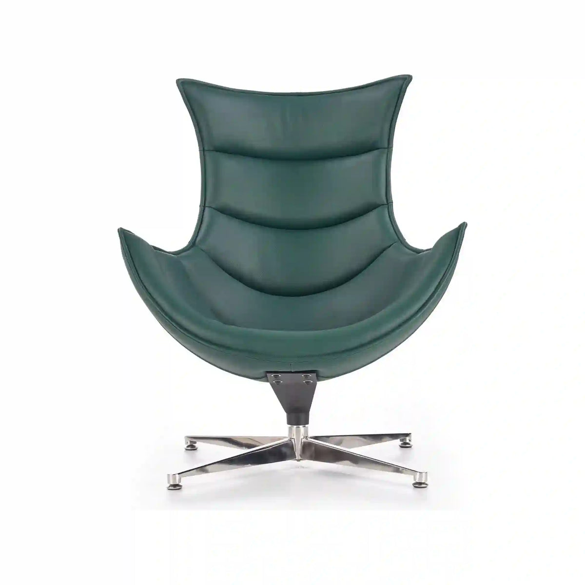 Fotoliu LUXOR, verde/crom, piele ecologica/otel inoxidabil, 86x84x96 cm