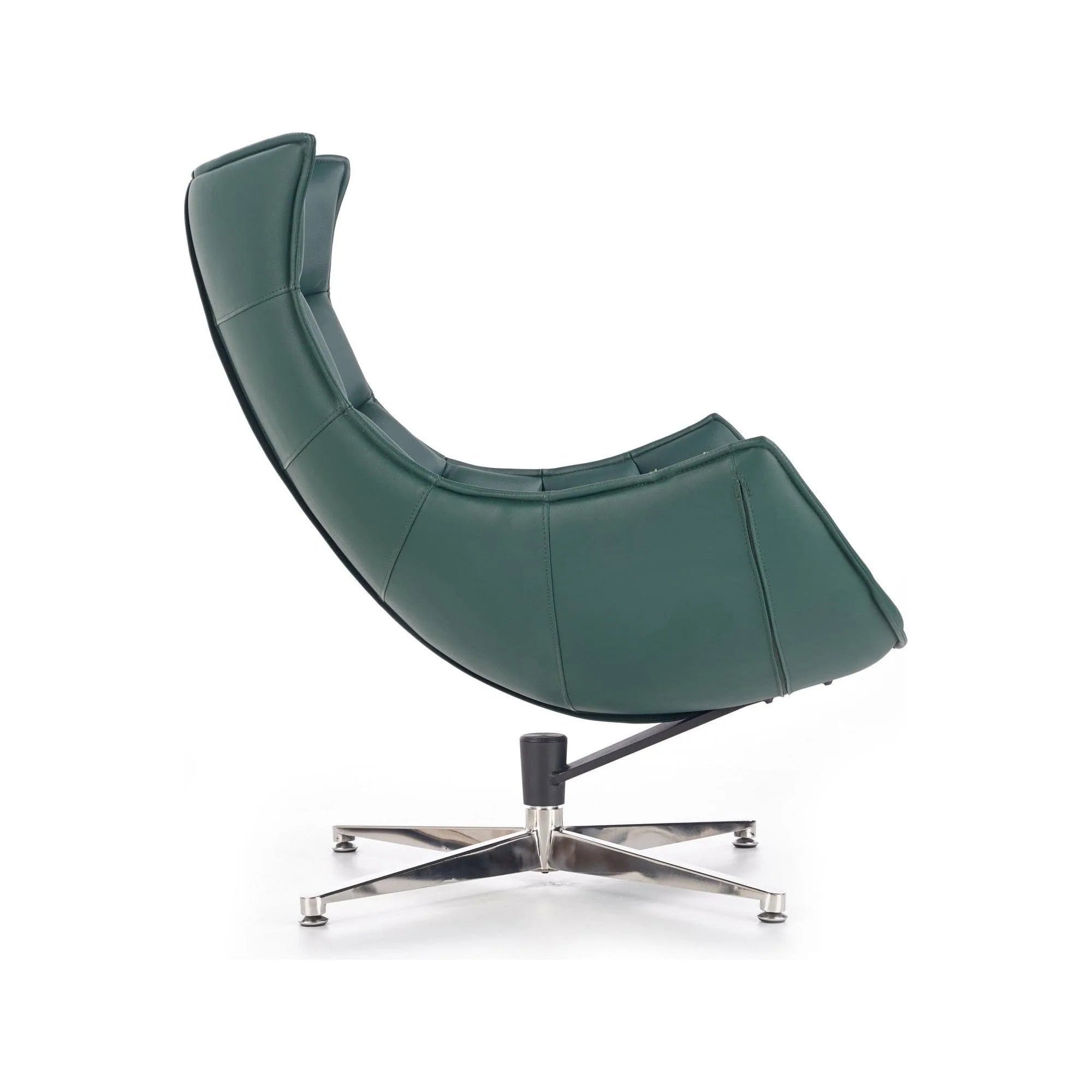 Fotoliu LUXOR, verde/crom, piele ecologica/otel inoxidabil, 86x84x96 cm