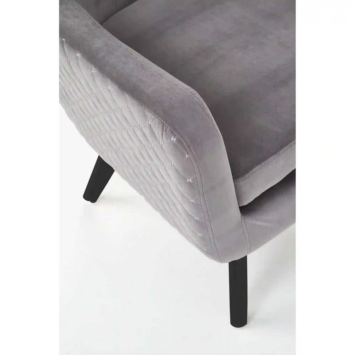 Fotoliu MARVEL, gri/negru, stofa catifelata/lemn, 75x83x103 cm