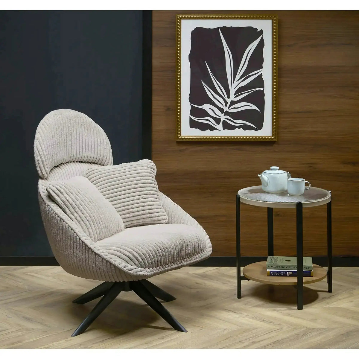 Fotoliu MERRY 2, cappuccino/negru, stofa catifelata/otel, 78x82x100 cm