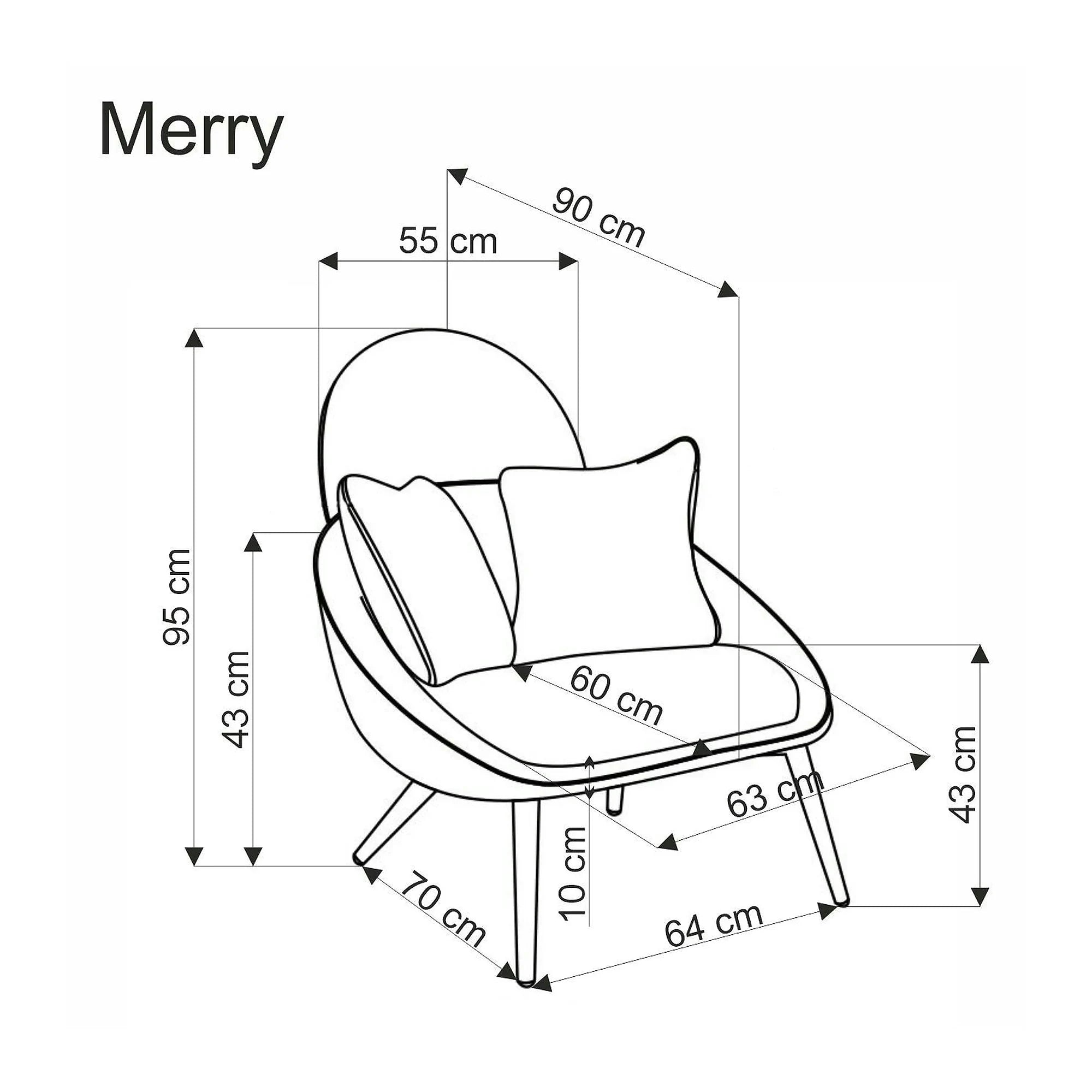 Fotoliu MERRY, gri, stofa/otel, 80x90x95 cm