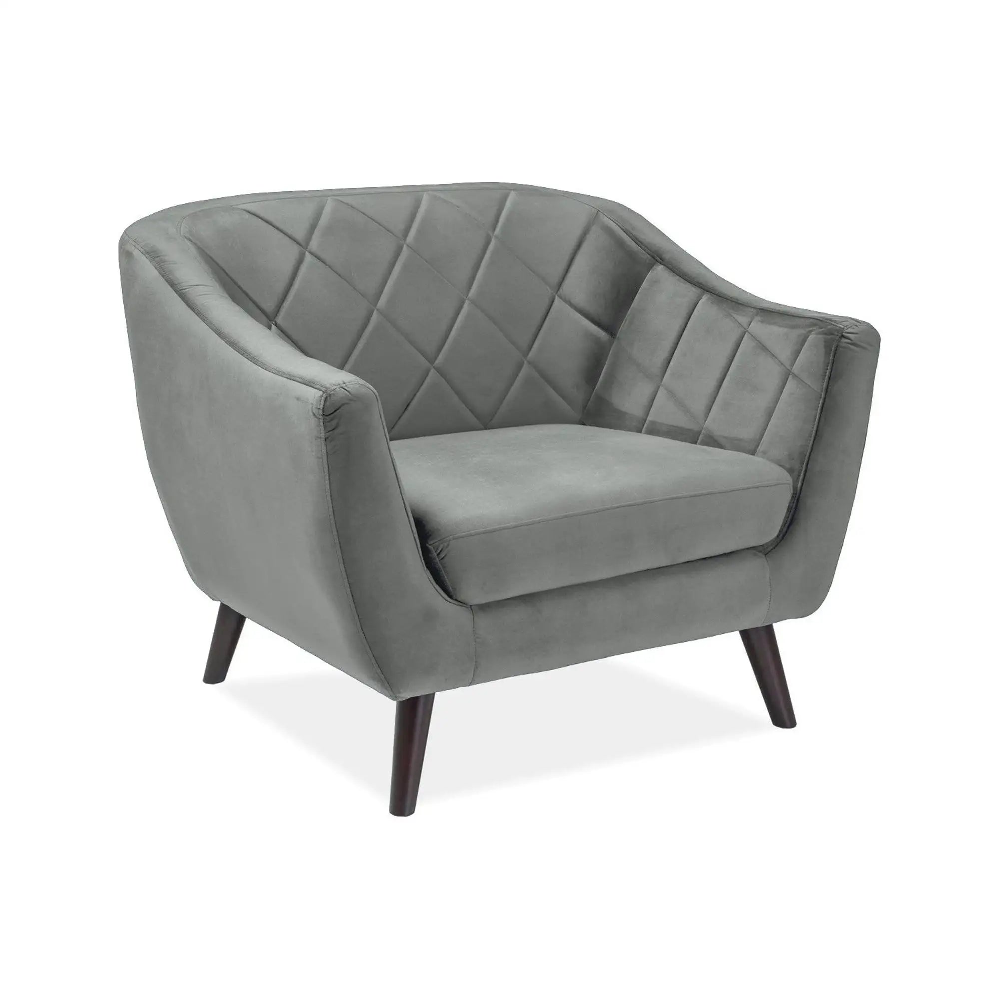 Fotoliu MOLLY 1, stofa catifelata gri - Bluvel 14, 105x85x83 cm