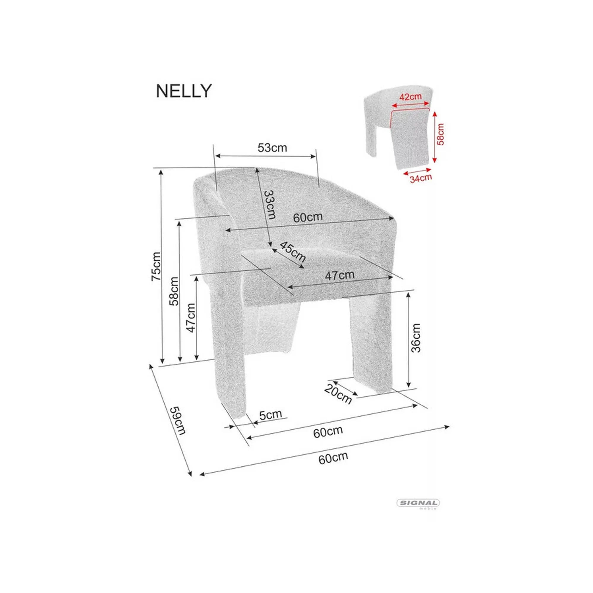Fotoliu NELLY, stofa clasica bej - Brego 34, 60x59x75 cm