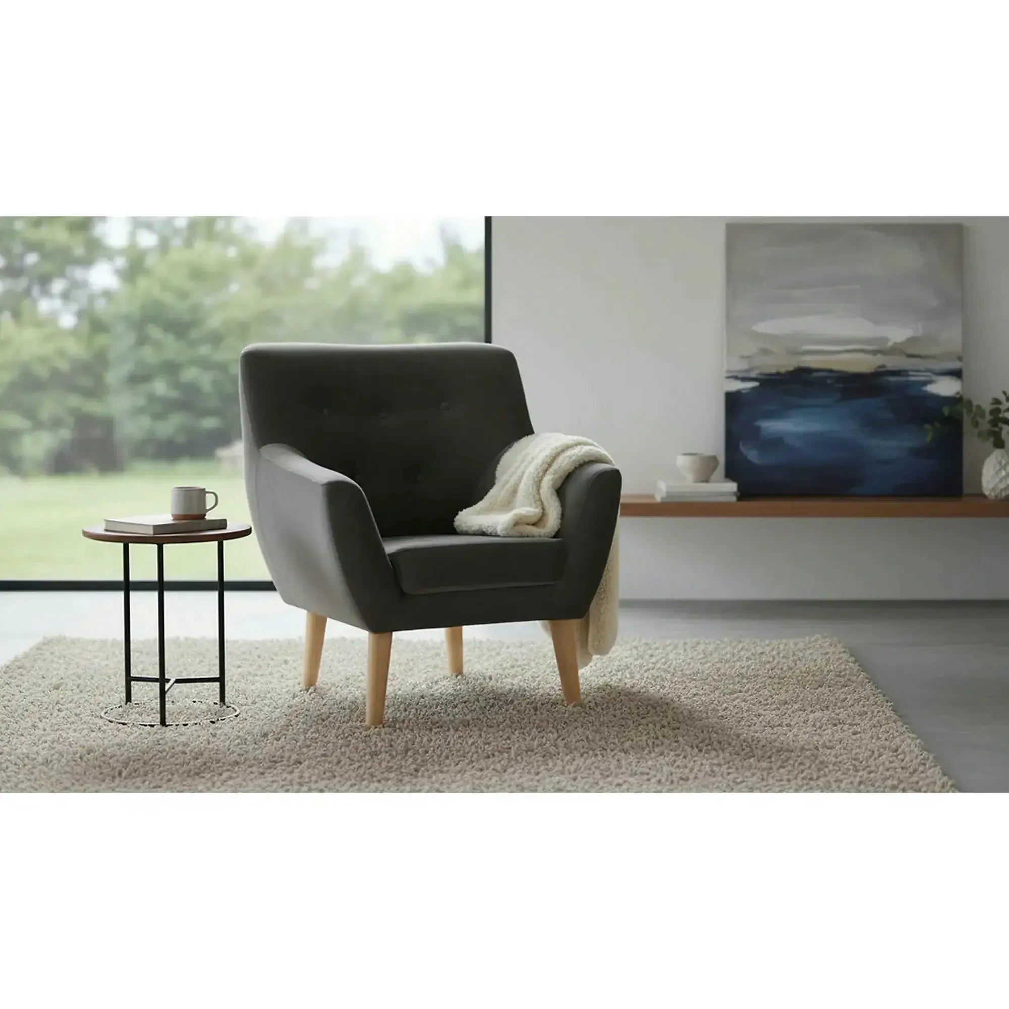 Fotoliu NORDIC 1, stofa catifelata gri - Bluvel 14, 76x75x90 cm