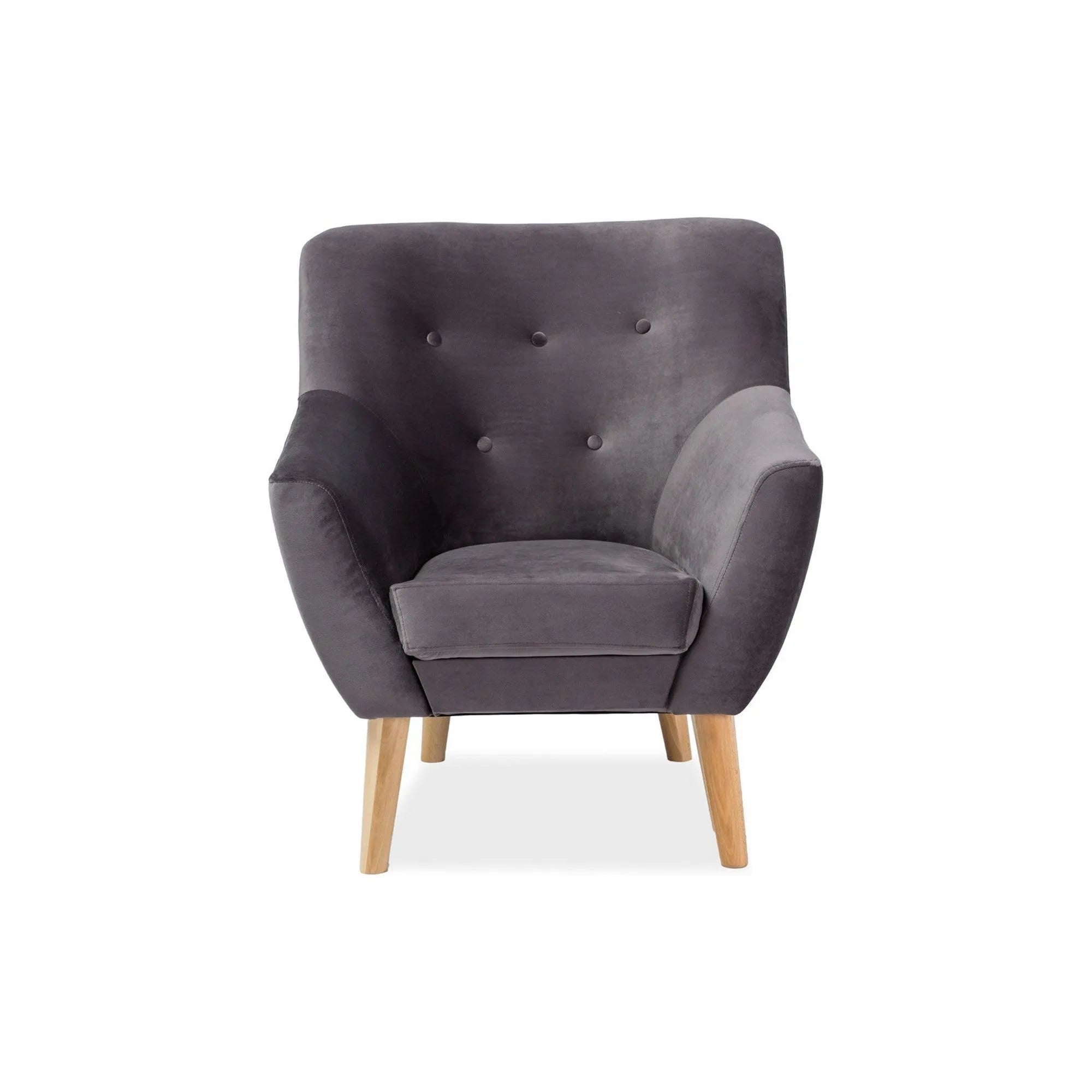 Fotoliu NORDIC 1, stofa catifelata gri - Bluvel 14, 76x75x90 cm