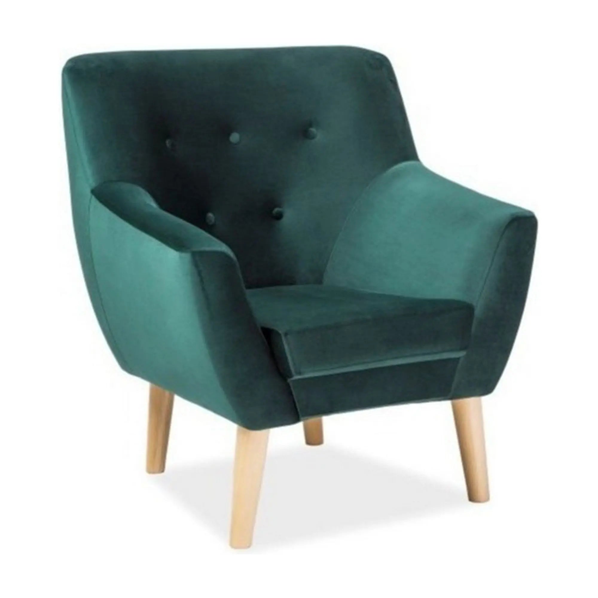 Fotoliu NORDIC 1, verde/fag, stofa catifelata/lemn, 76x75x90 cm