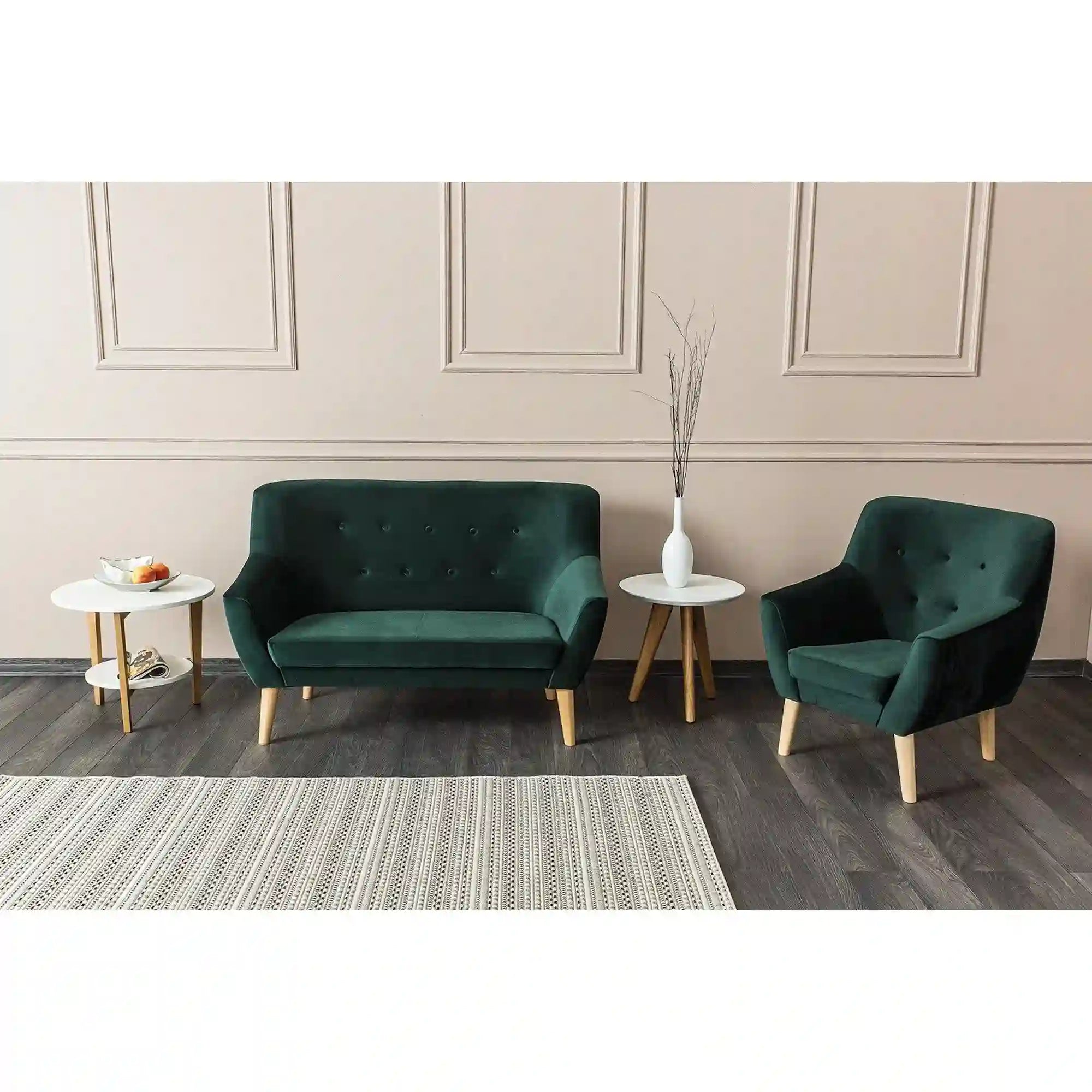 Fotoliu NORDIC 1, verde/fag, stofa catifelata/lemn, 76x75x90 cm