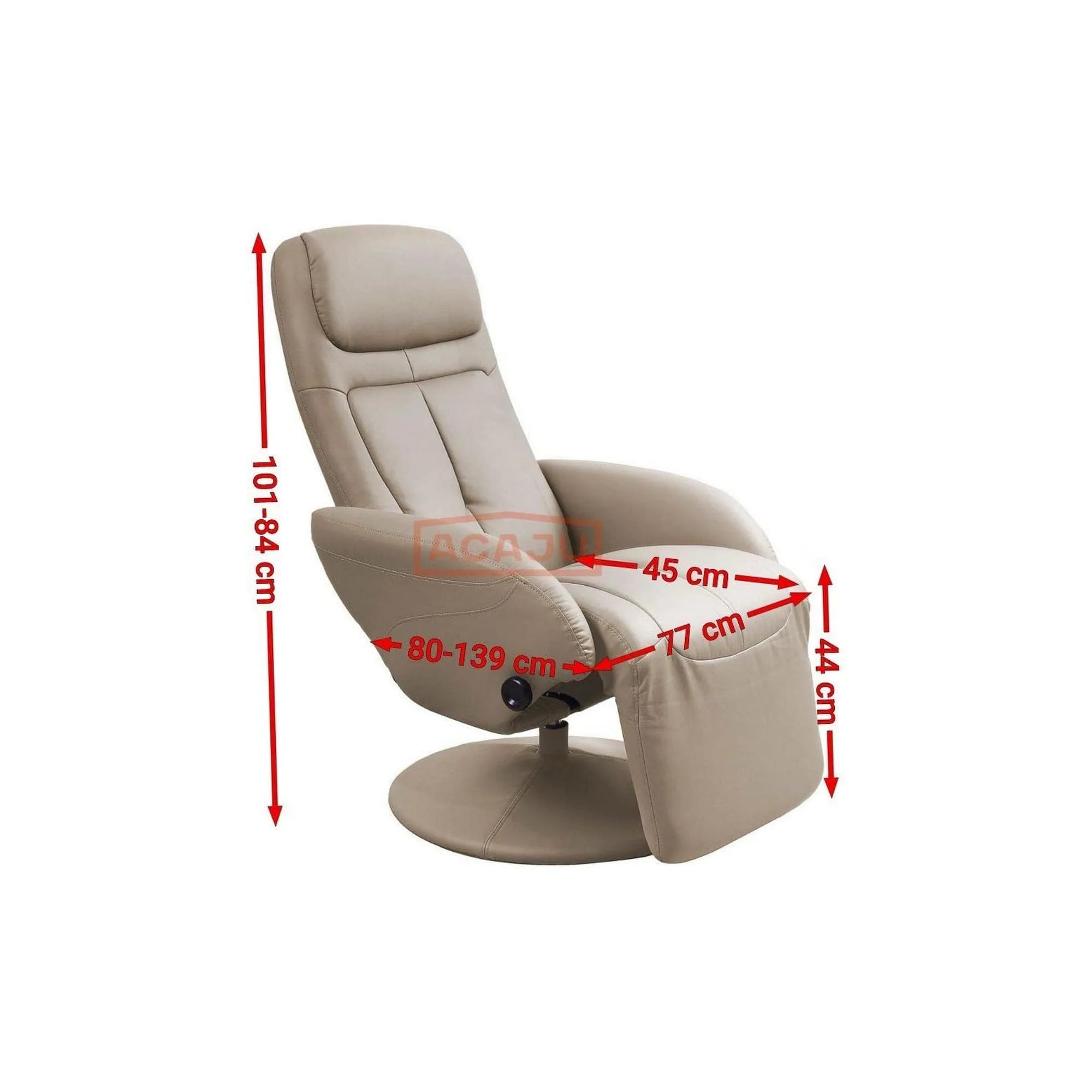 Fotoliu OPTIMA, bej, piele ecologica/PVC, 77x80/139x84/101 cm