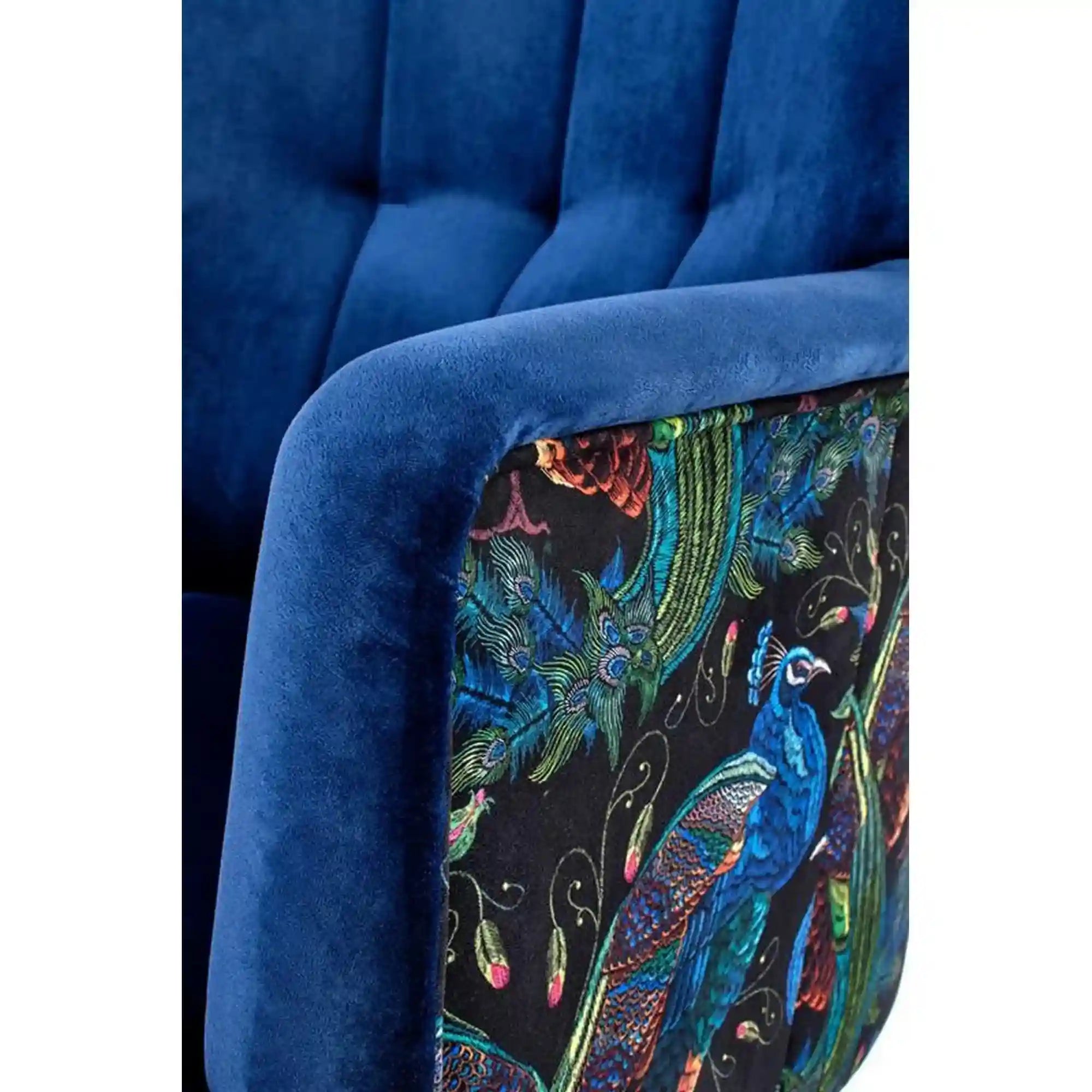 Fotoliu PAGONI, albastru, stofa catifelata, 67x82x95 cm