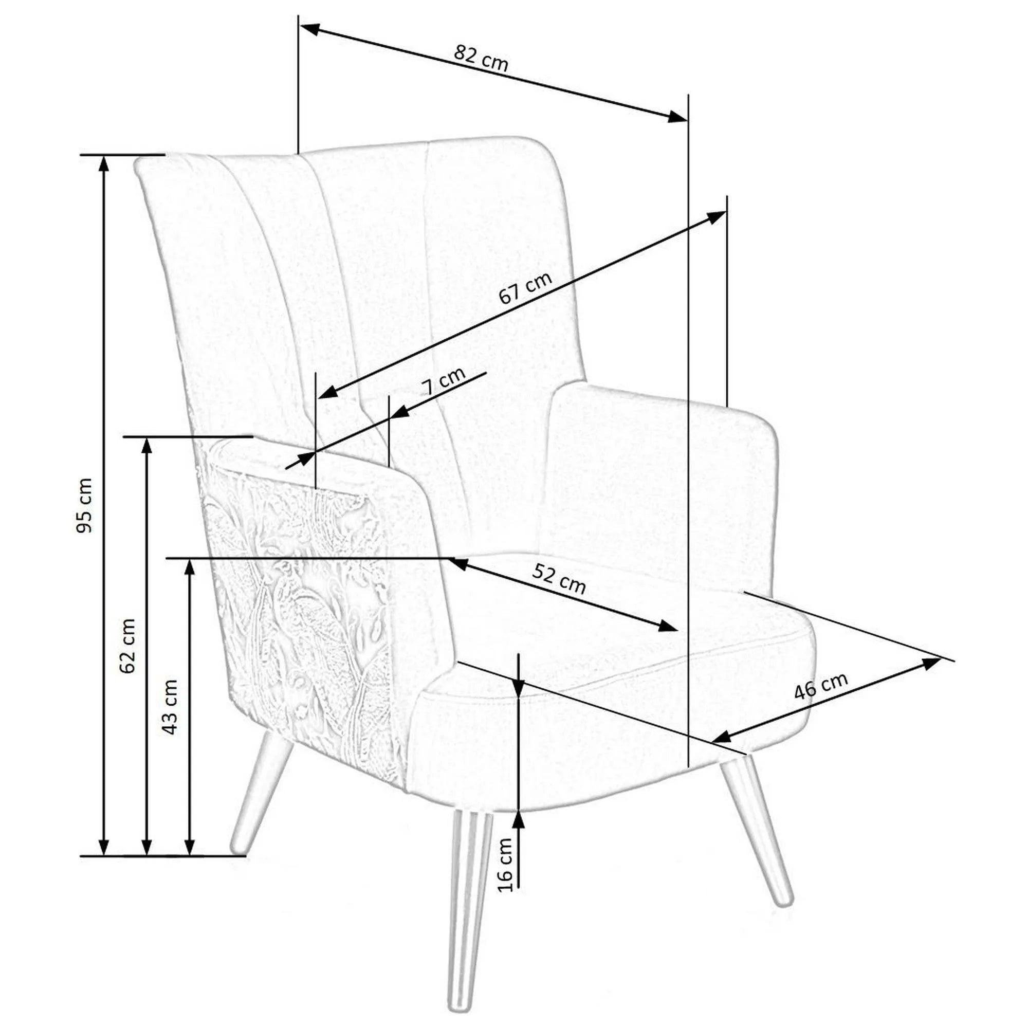 Fotoliu PAGONI, albastru, stofa catifelata, 67x82x95 cm