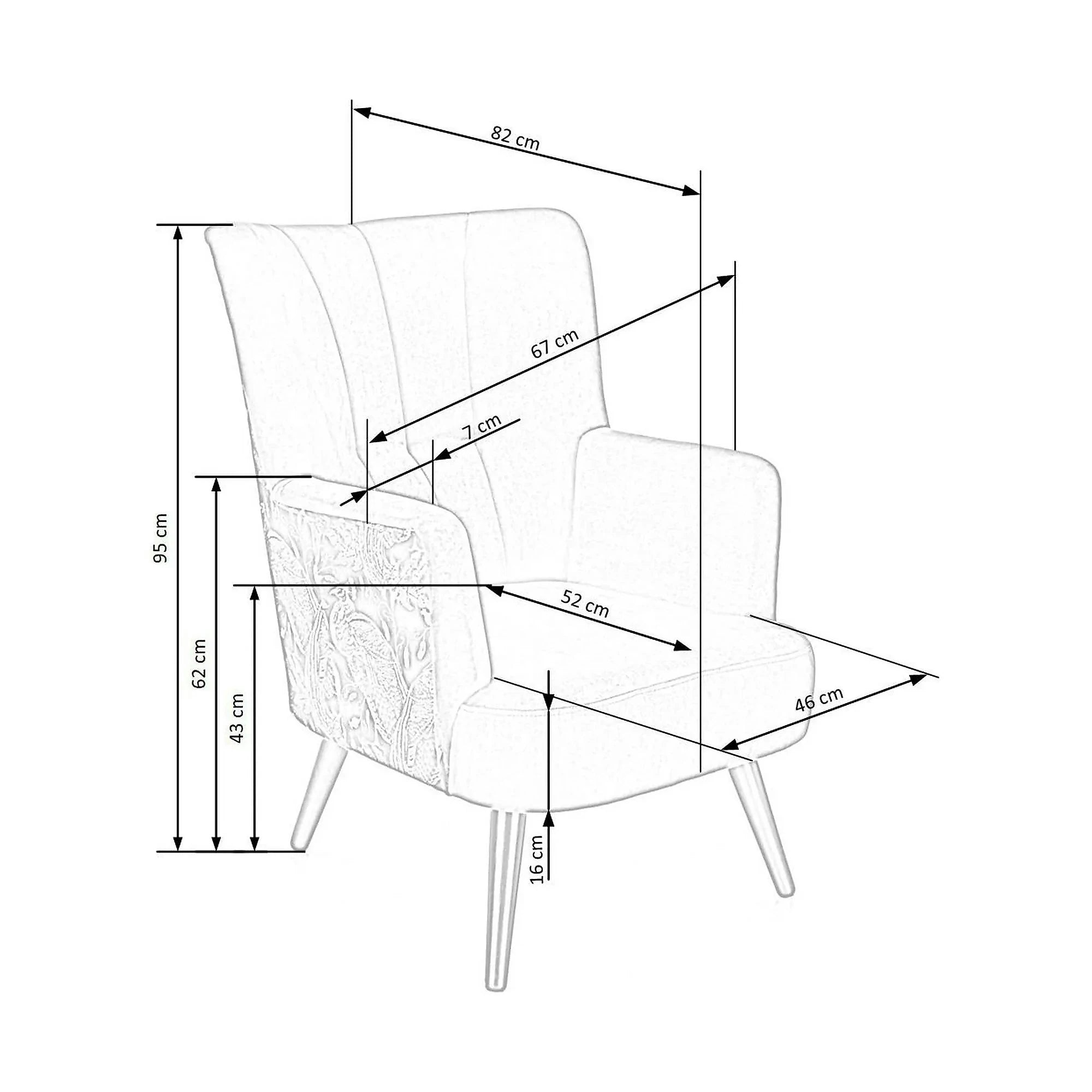 Fotoliu PAGONI, stofa catifelata negru - Bluvel 19, 67x82x95 cm