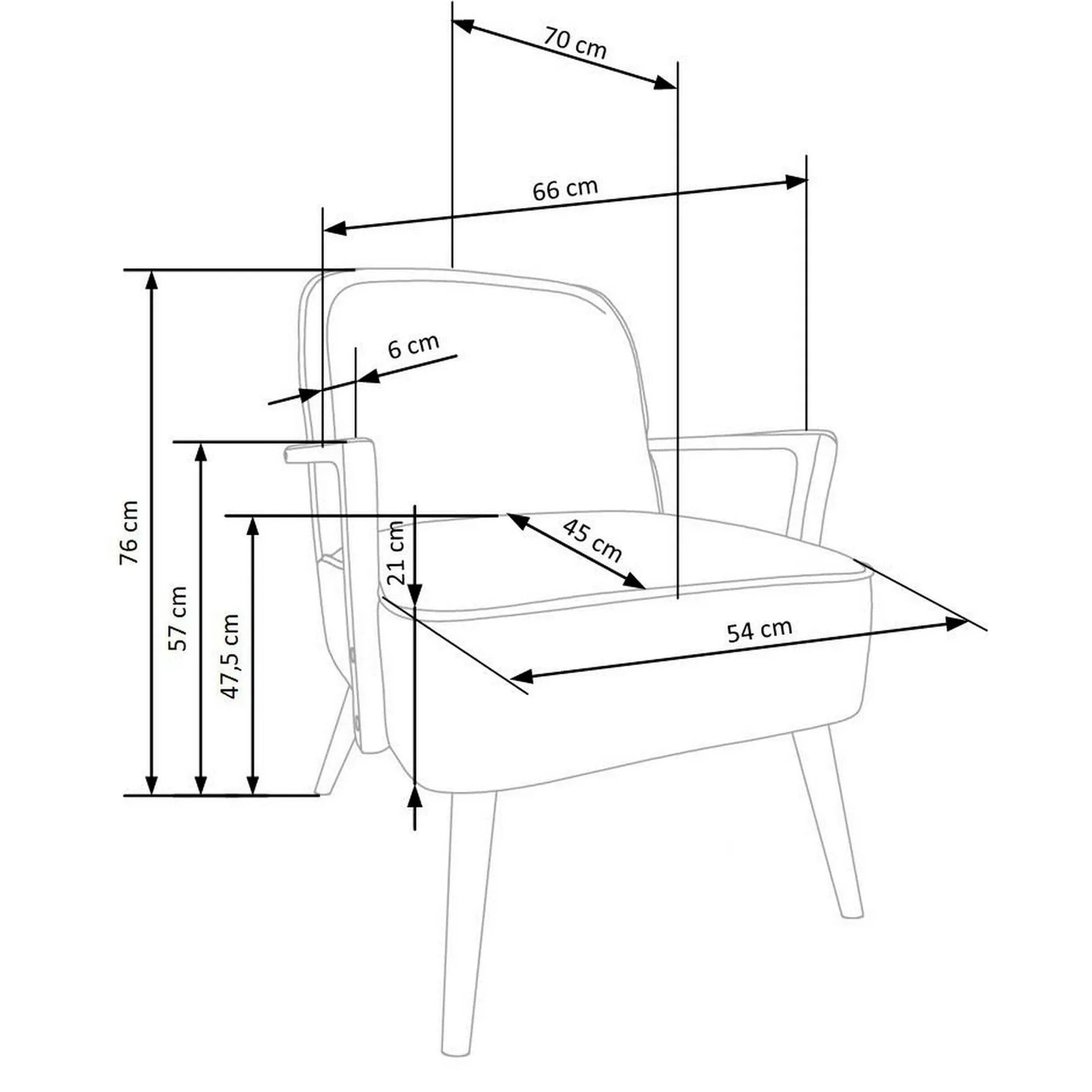 Fotoliu PASTORE, bej deschis/nuc deschis, stofa/lemn, 66x69x76 cm