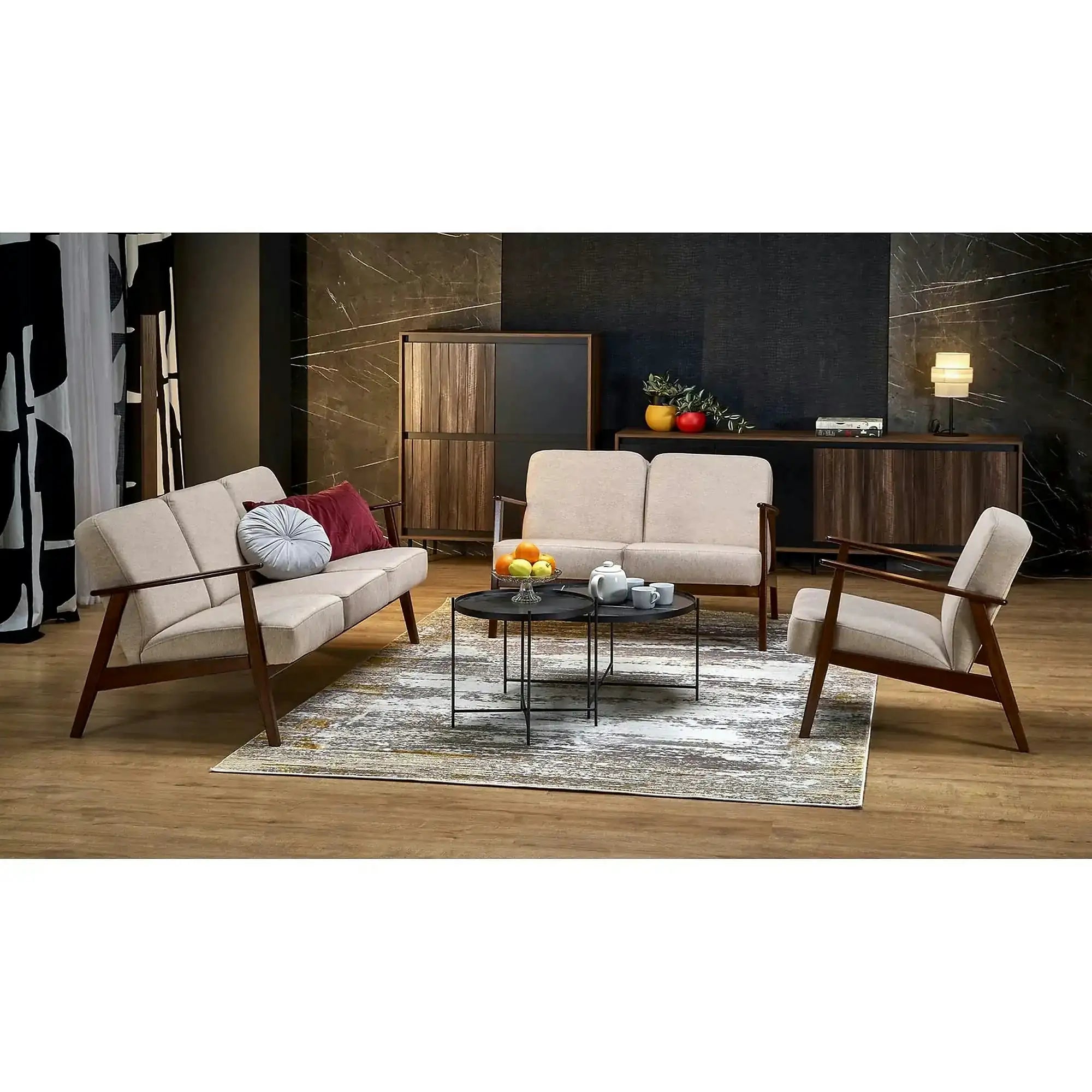 Fotoliu pentru living MILANO 1S, stofa catifelata bej - Castel 15, 65x77x77 cm