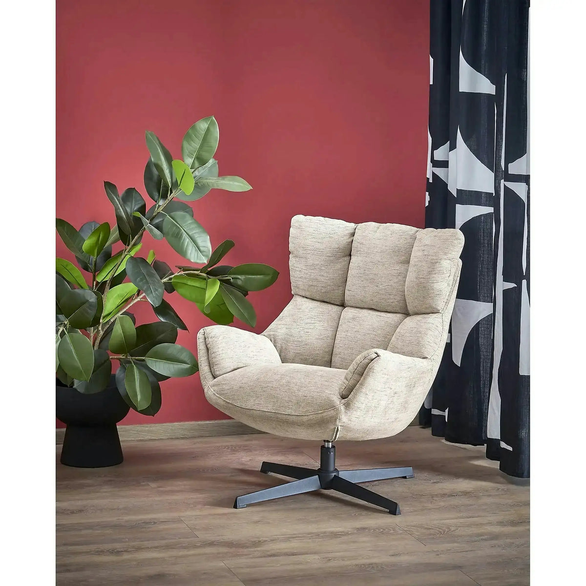 Fotoliu pentru living ORINOKO, stofa clasica bej - Odin 28, 72x79x87 cm