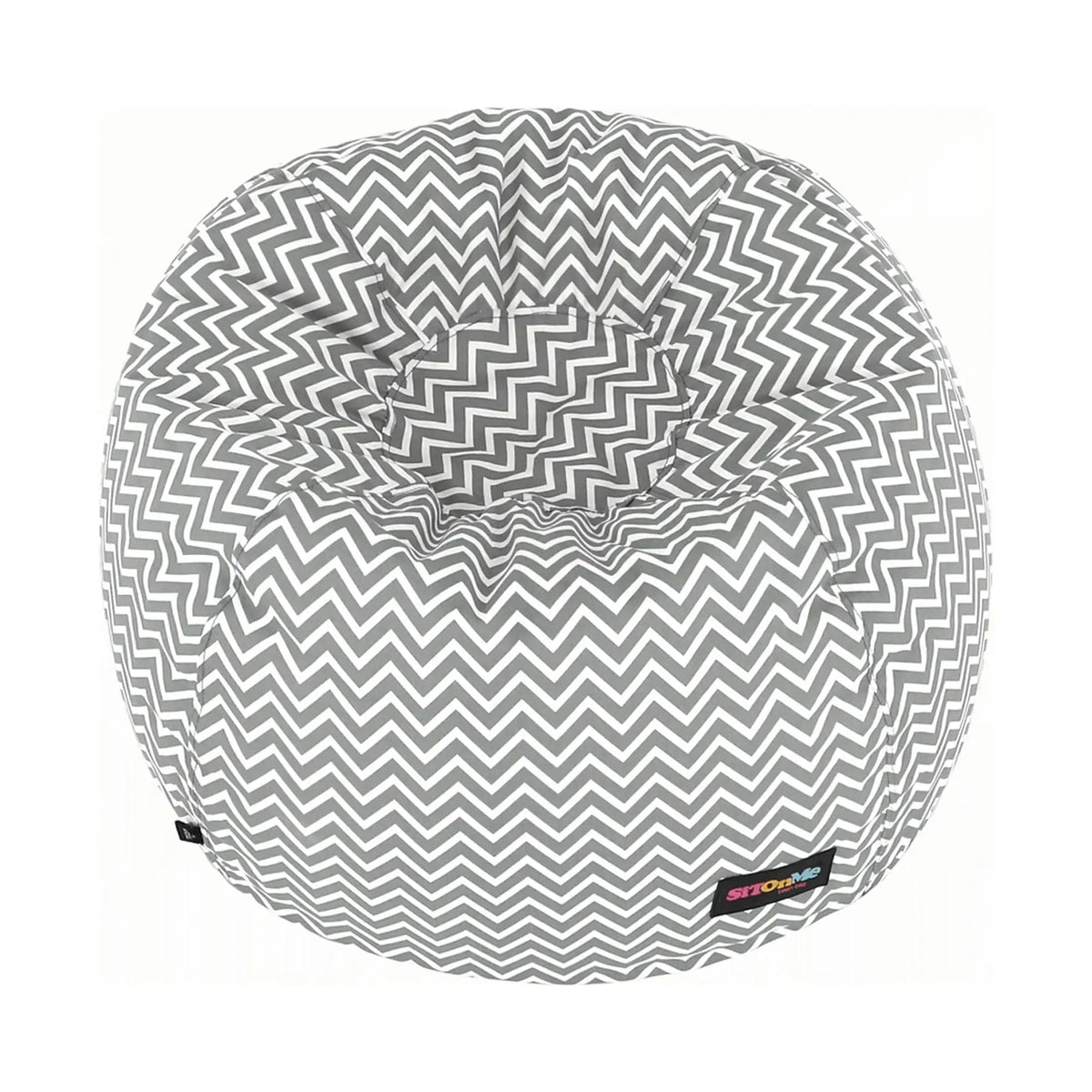 Fotoliu puf GOMBY, gri/alb, material textil, 60x50x60 cm