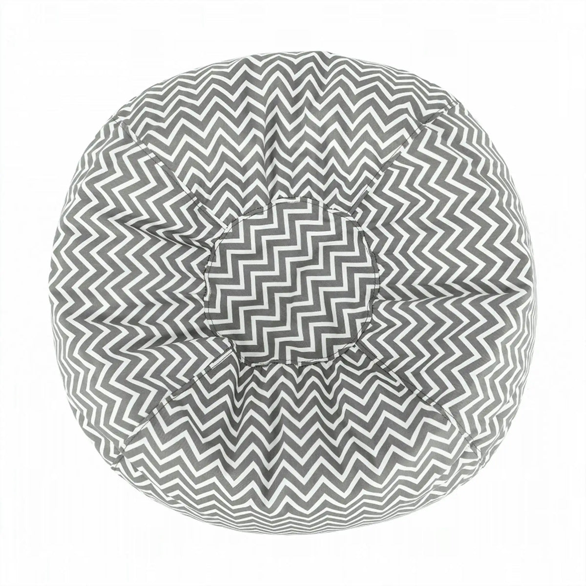 Fotoliu puf GOMBY, gri/alb, material textil, 60x50x60 cm