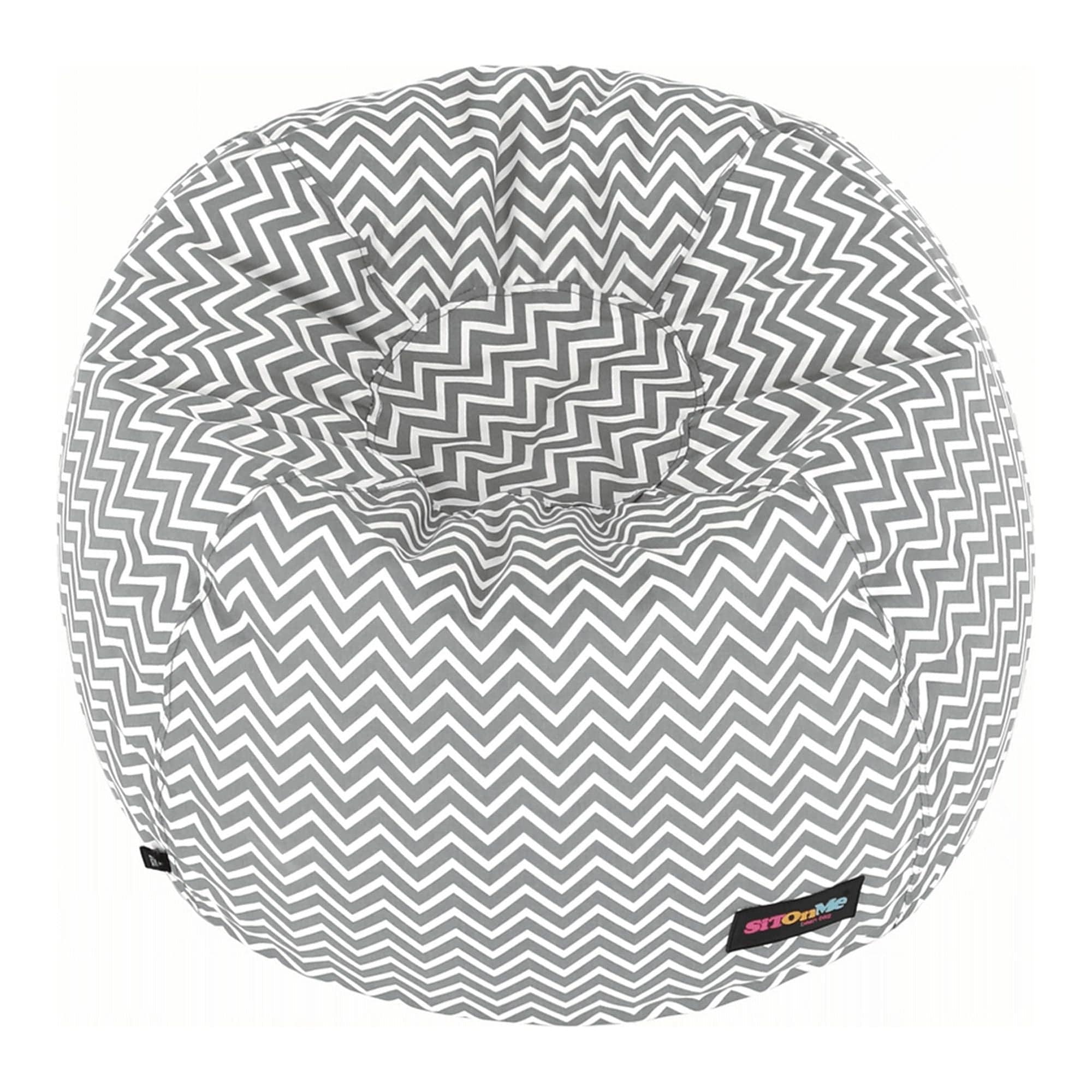 Fotoliu puf GOMBY, gri/alb, material textil, 60x50x60 cm