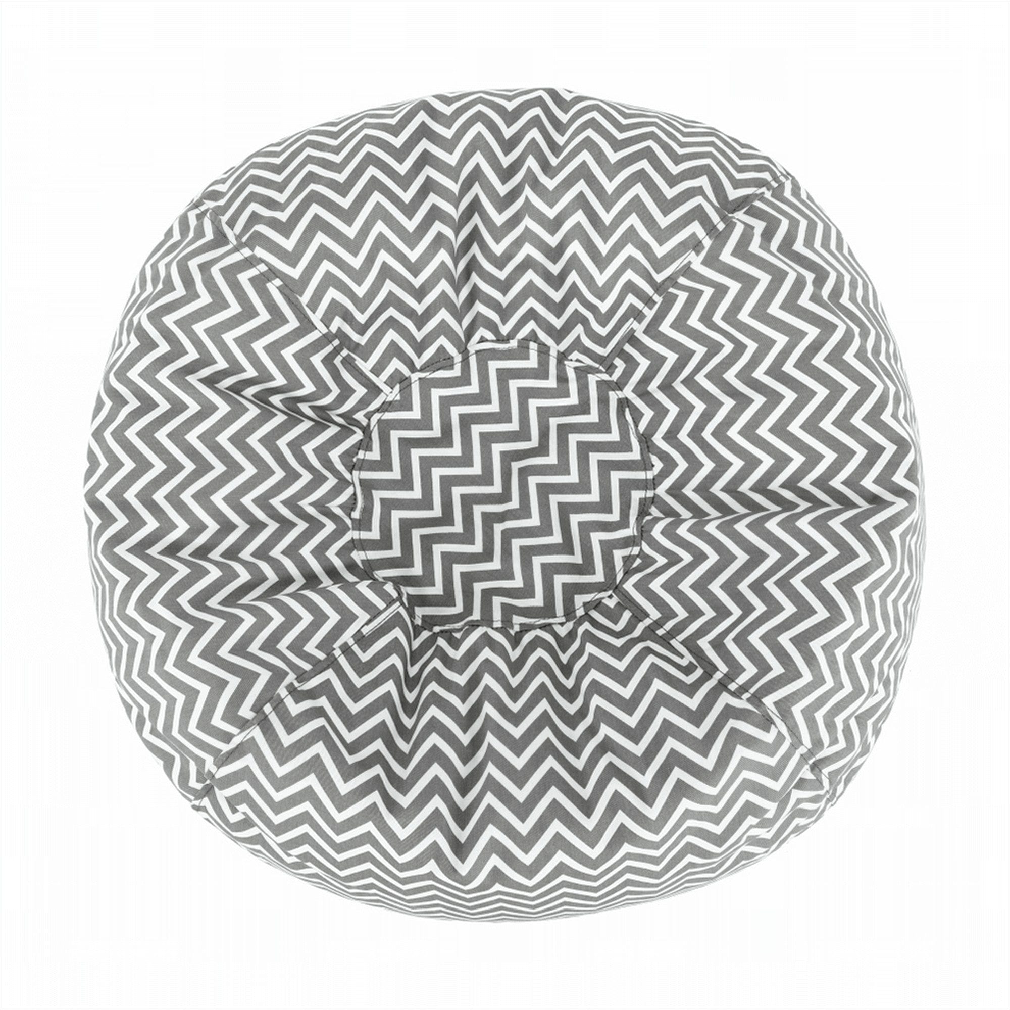 Fotoliu puf GOMBY, gri/alb, material textil, 60x50x60 cm