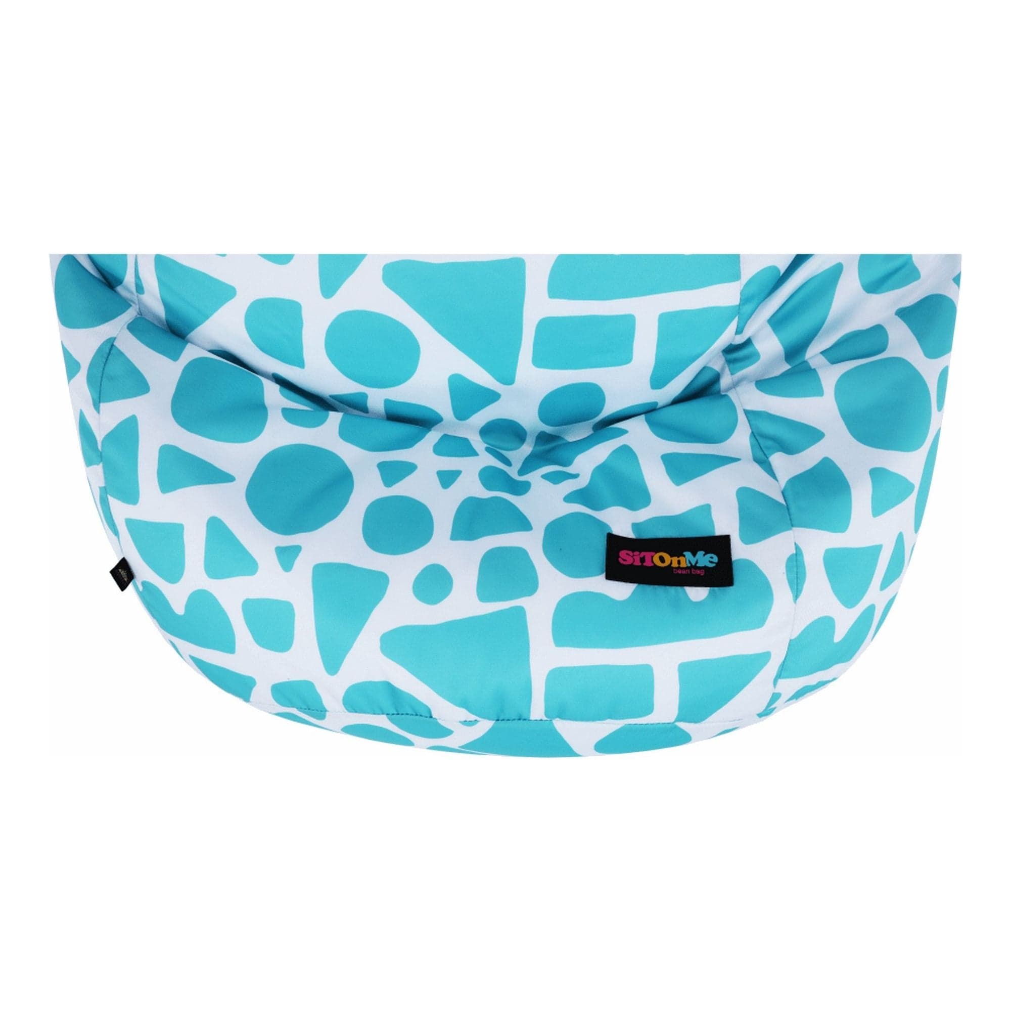 Fotoliu puf TELDIN, alb/turcoaz, material textil, 75x110 cm