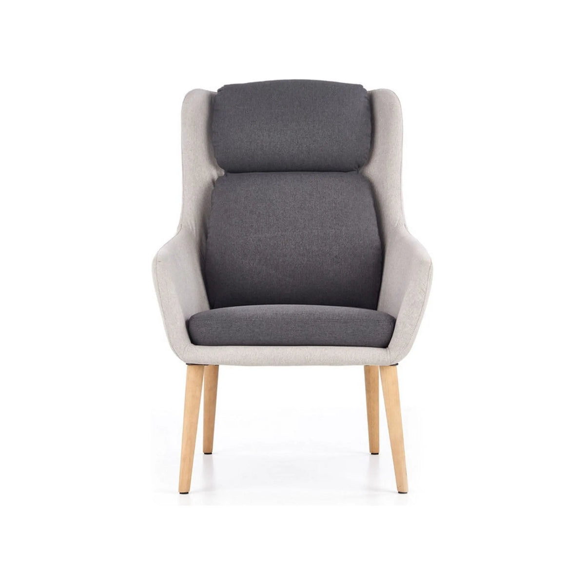 Fotoliu PURIO, gri/stejar, stofa/lemn, 67x75x103 cm