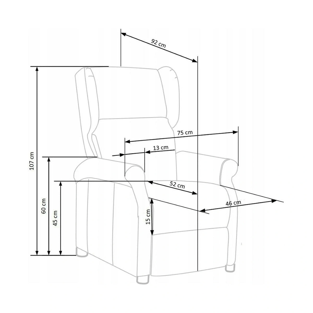 Fotoliu rabatabil AGUSTIN 2, bej/negru, stofa catifelata/plastic, 75x92/160x107/83 cm