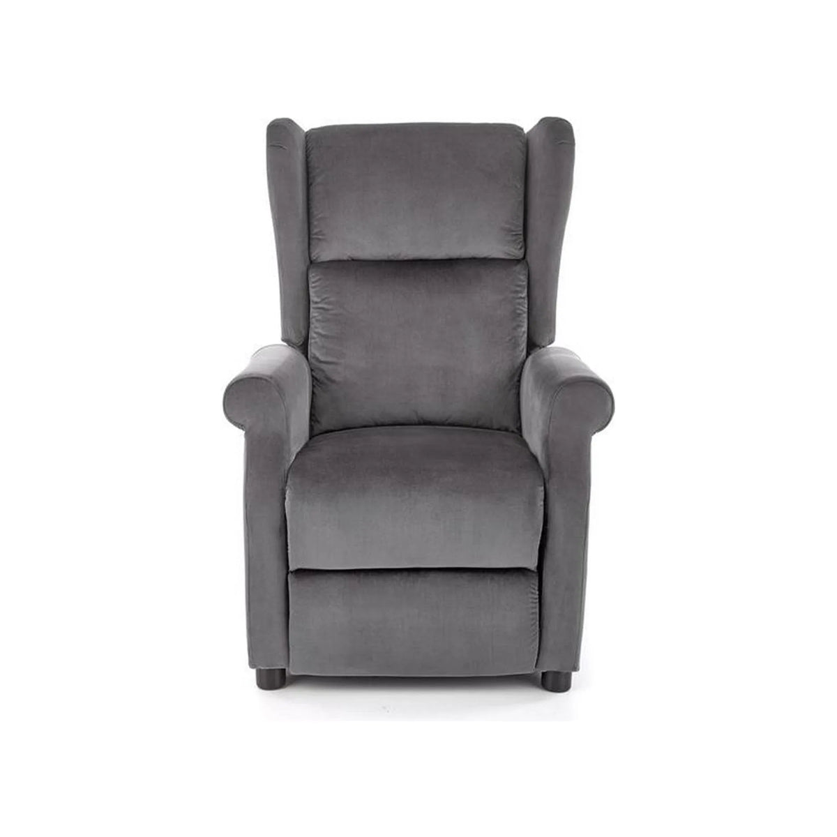 Fotoliu rabatabil AGUSTIN 2, gri/negru, stofa catifelata/metal, 75x92/160x107/83 cm