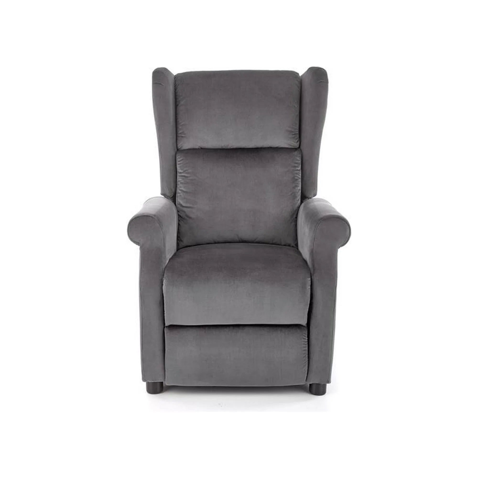 Fotoliu rabatabil AGUSTIN 2, gri/negru, stofa catifelata/metal, 75x92/160x107/83 cm