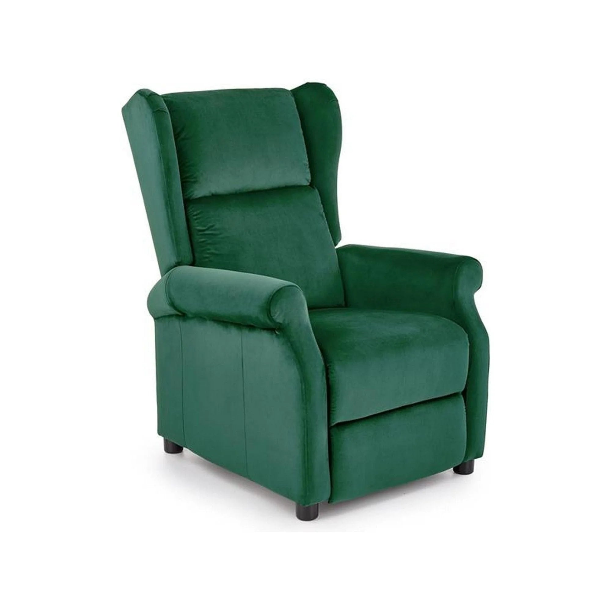 Fotoliu rabatabil AGUSTIN 2, verde inchis/negru, stofa/lemn, 75x92/160x83/107 cm