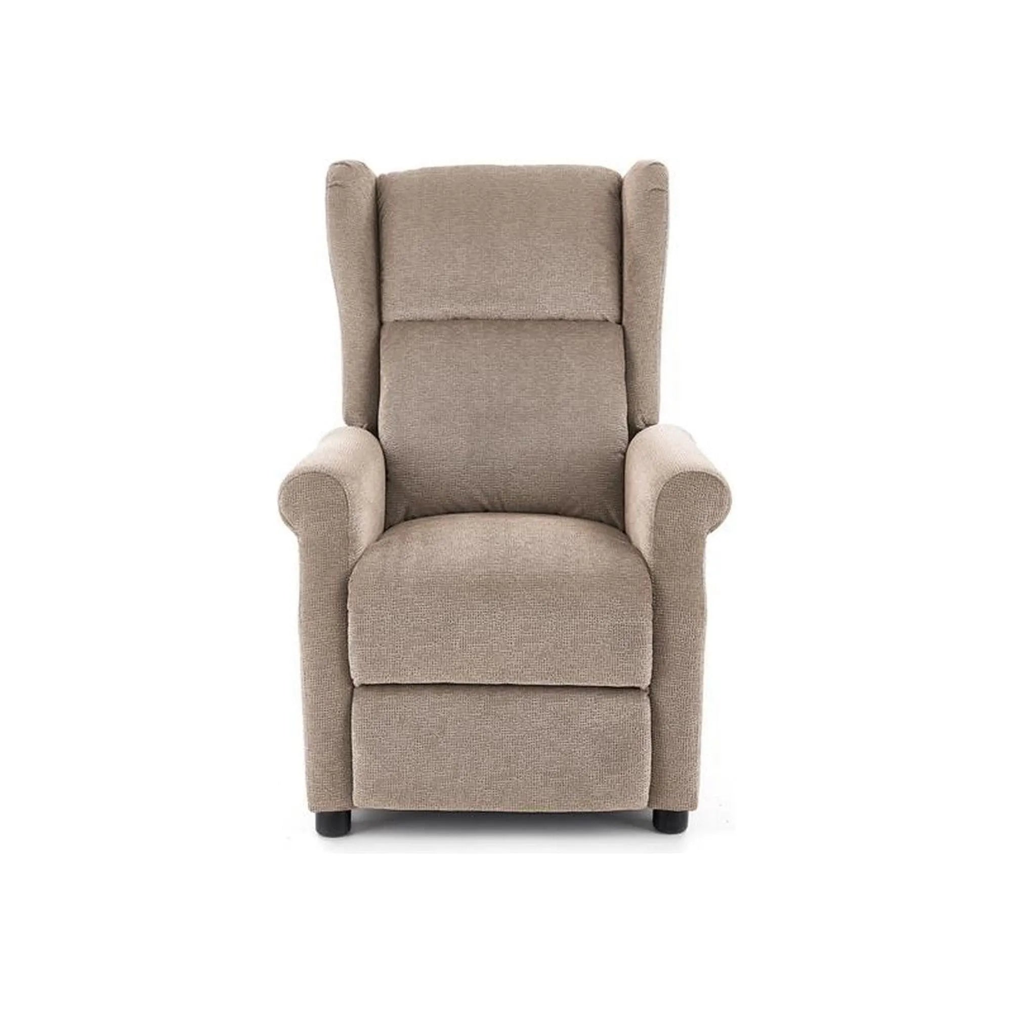 Fotoliu rabatabil AGUSTIN M, bej/maro, stofa/plastic, 75x92/160x83/107 cm