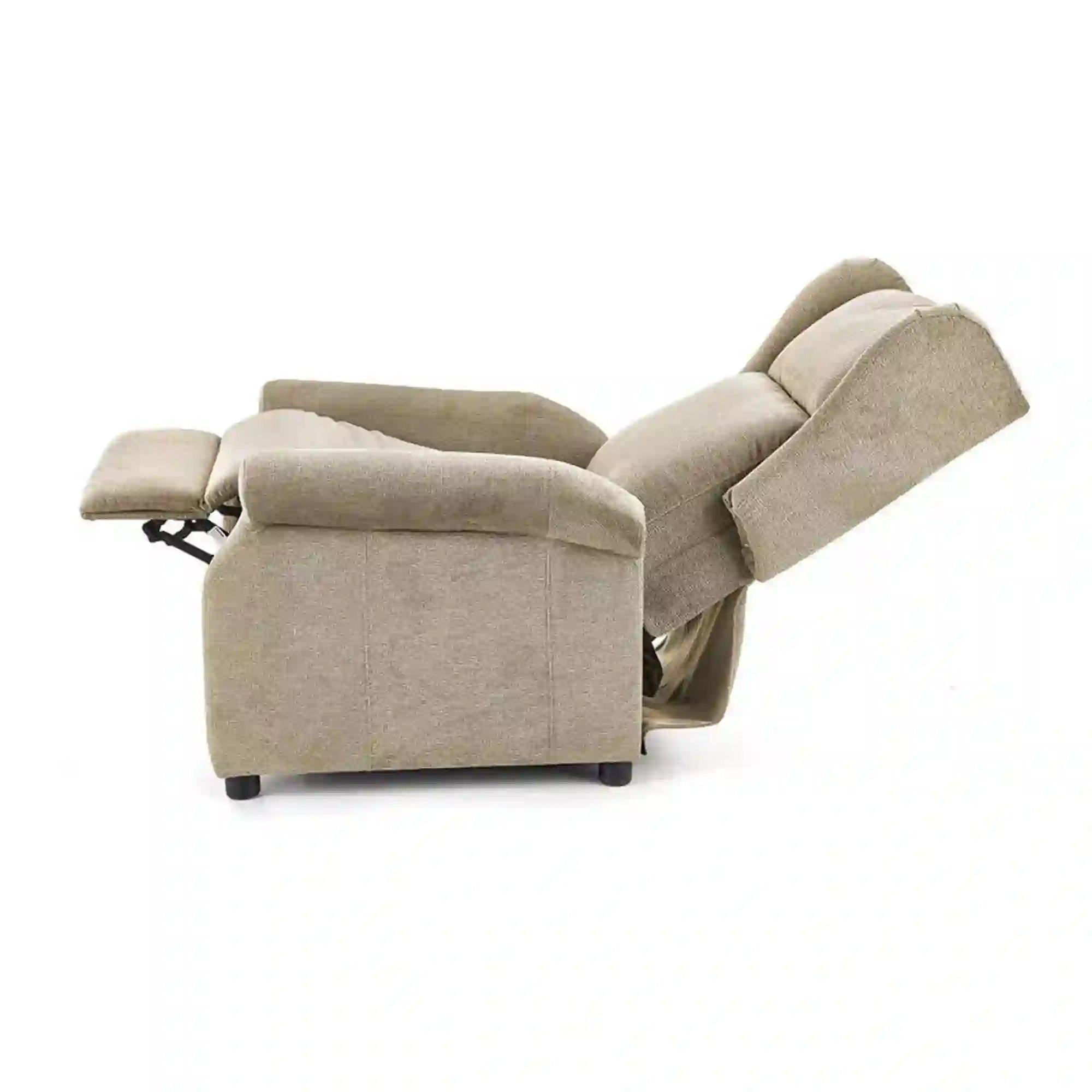 Fotoliu rabatabil AGUSTIN M, bej/maro, stofa/plastic, 75x92/160x83/107 cm