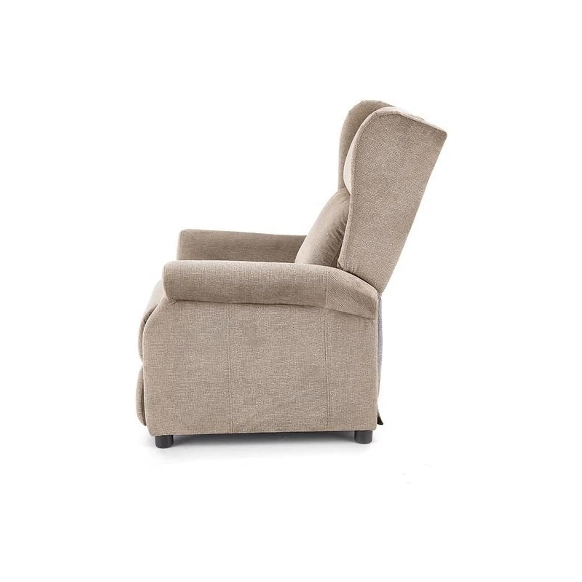 Fotoliu rabatabil AGUSTIN M, bej/maro, stofa/plastic, 75x92/160x83/107 cm