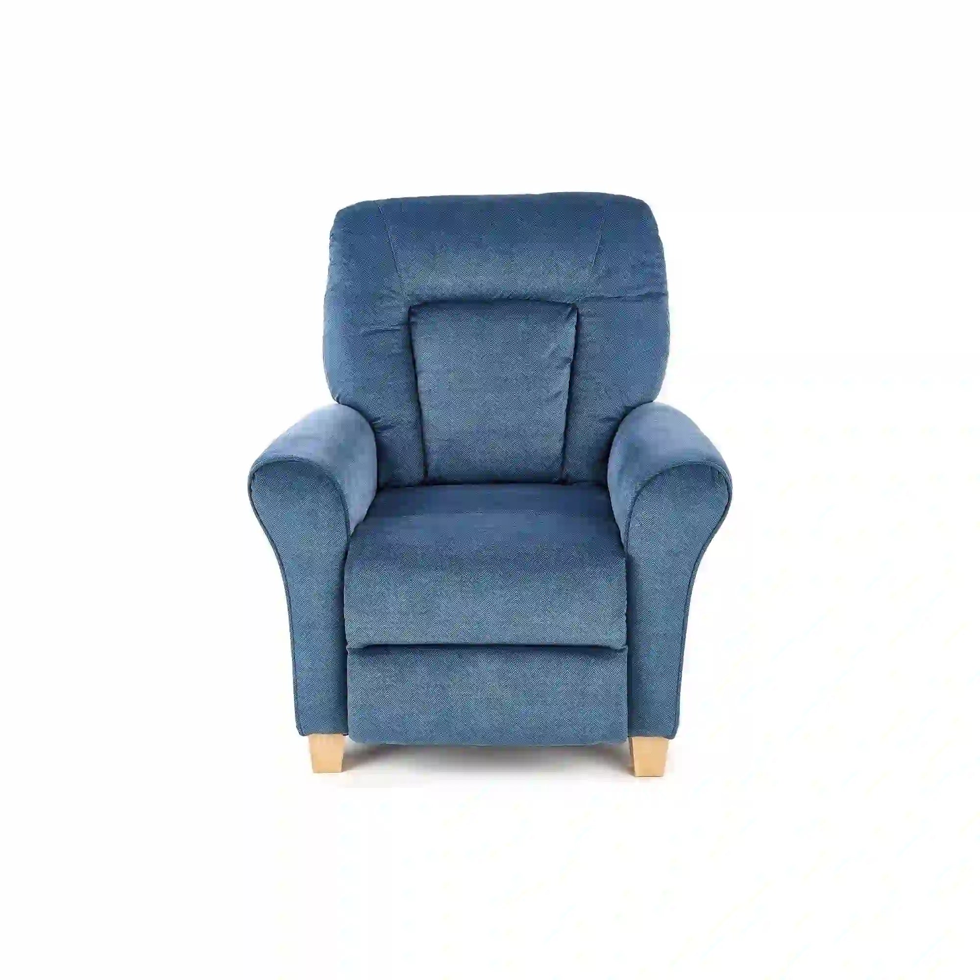 Fotoliu rabatabil BARD, albastru inchis/stejar, stofa/lemn, 90x90/158x76/102 cm