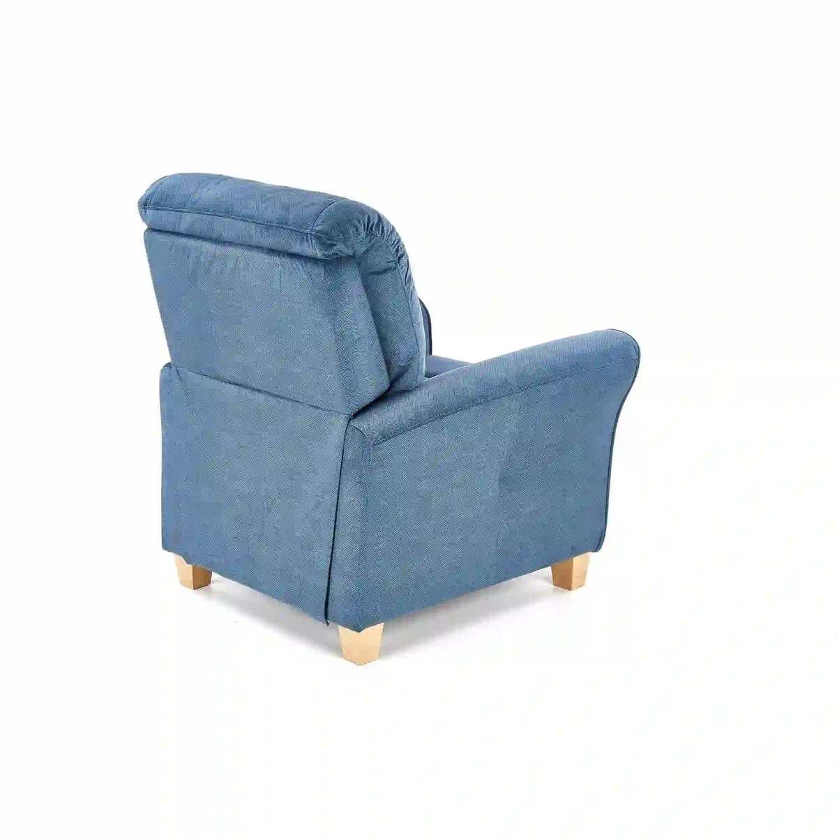 Fotoliu rabatabil BARD, albastru inchis/stejar, stofa/lemn, 90x90/158x76/102 cm