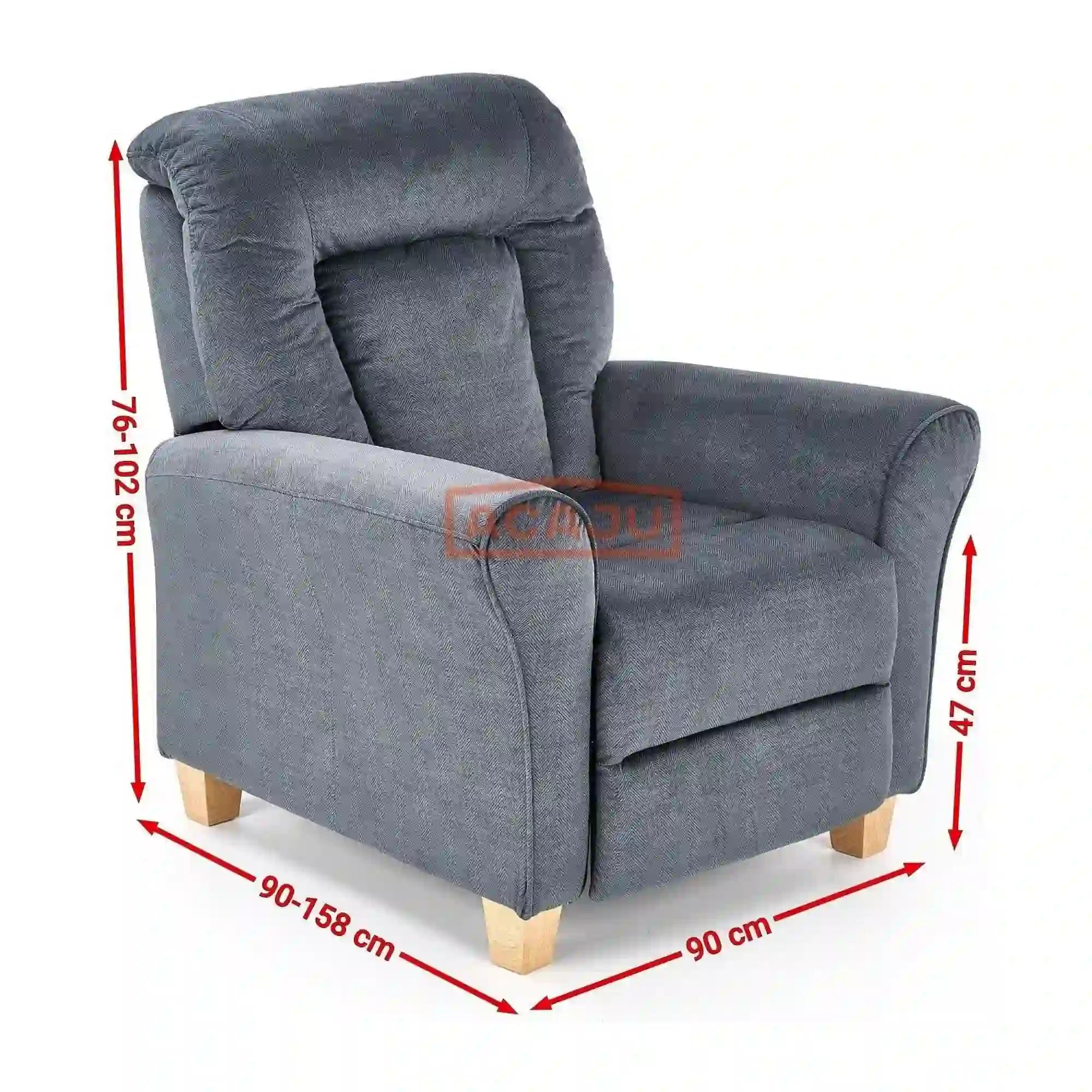 Fotoliu rabatabil BARD, gri/stejar, stofa/lemn, 90x90/158x76/102 cm