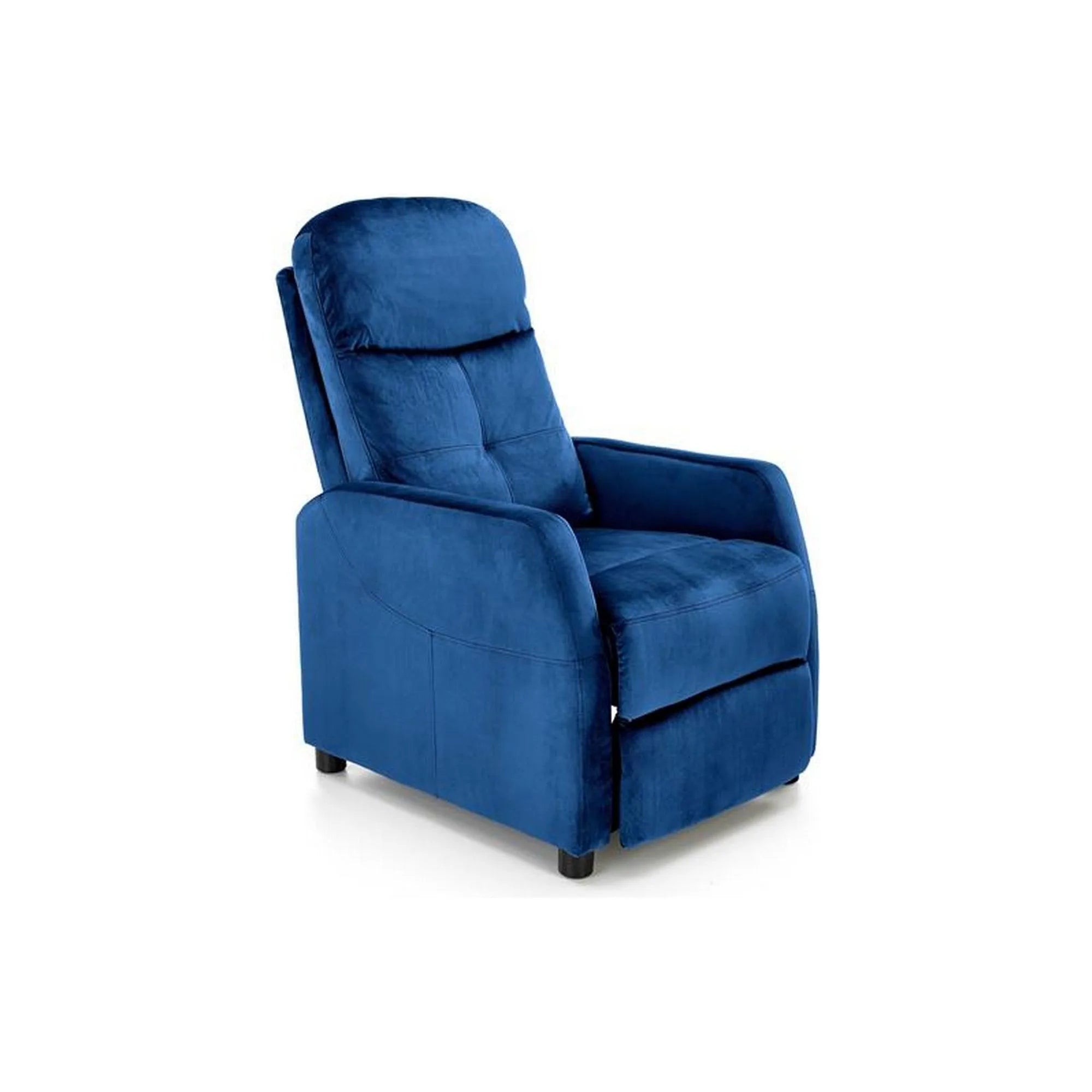 Fotoliu rabatabil FELIPE 2, albastru inchis, stofa catifelata, 64x84/135x103/76 cm