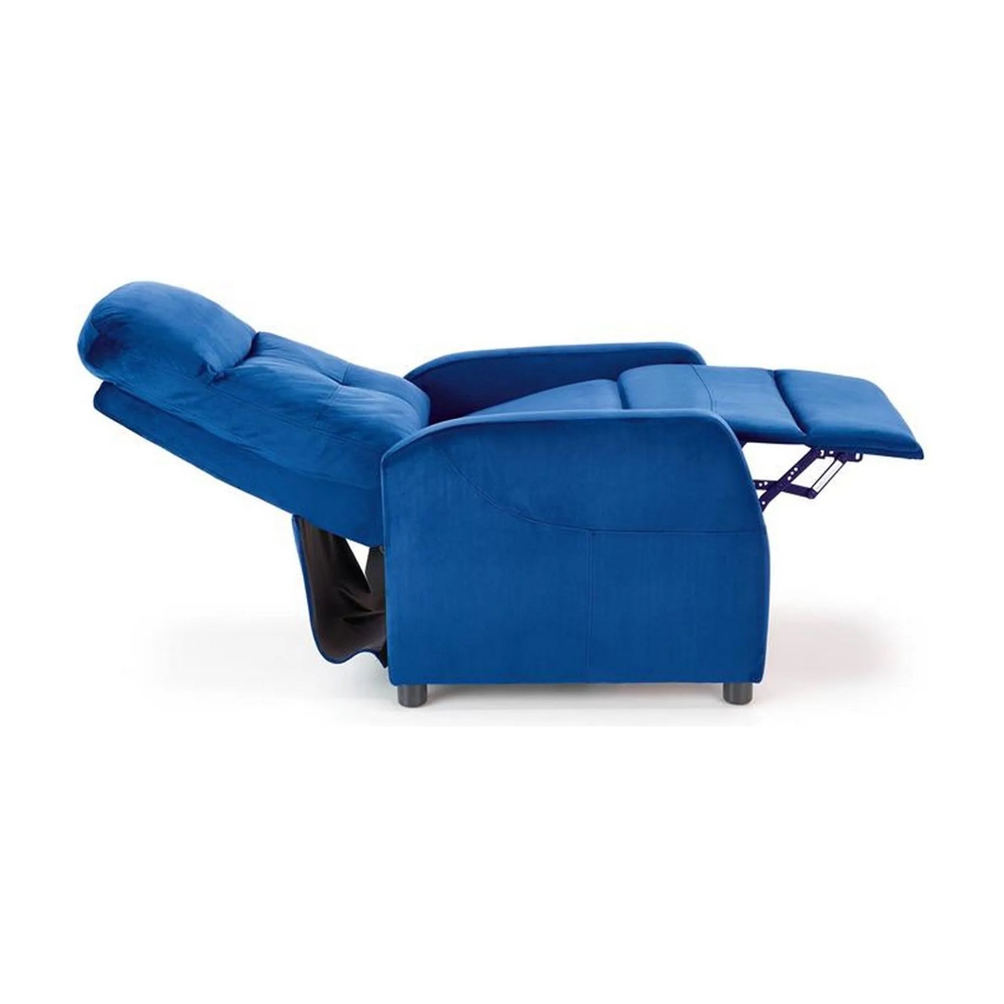 Fotoliu rabatabil FELIPE 2, albastru inchis, stofa catifelata, 64x84/135x103/76 cm