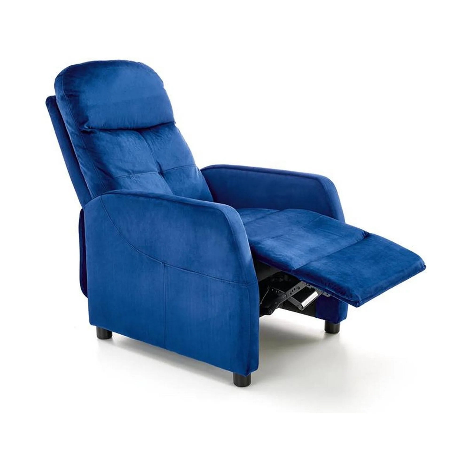 Fotoliu rabatabil FELIPE 2, albastru inchis, stofa catifelata, 64x84/135x103/76 cm