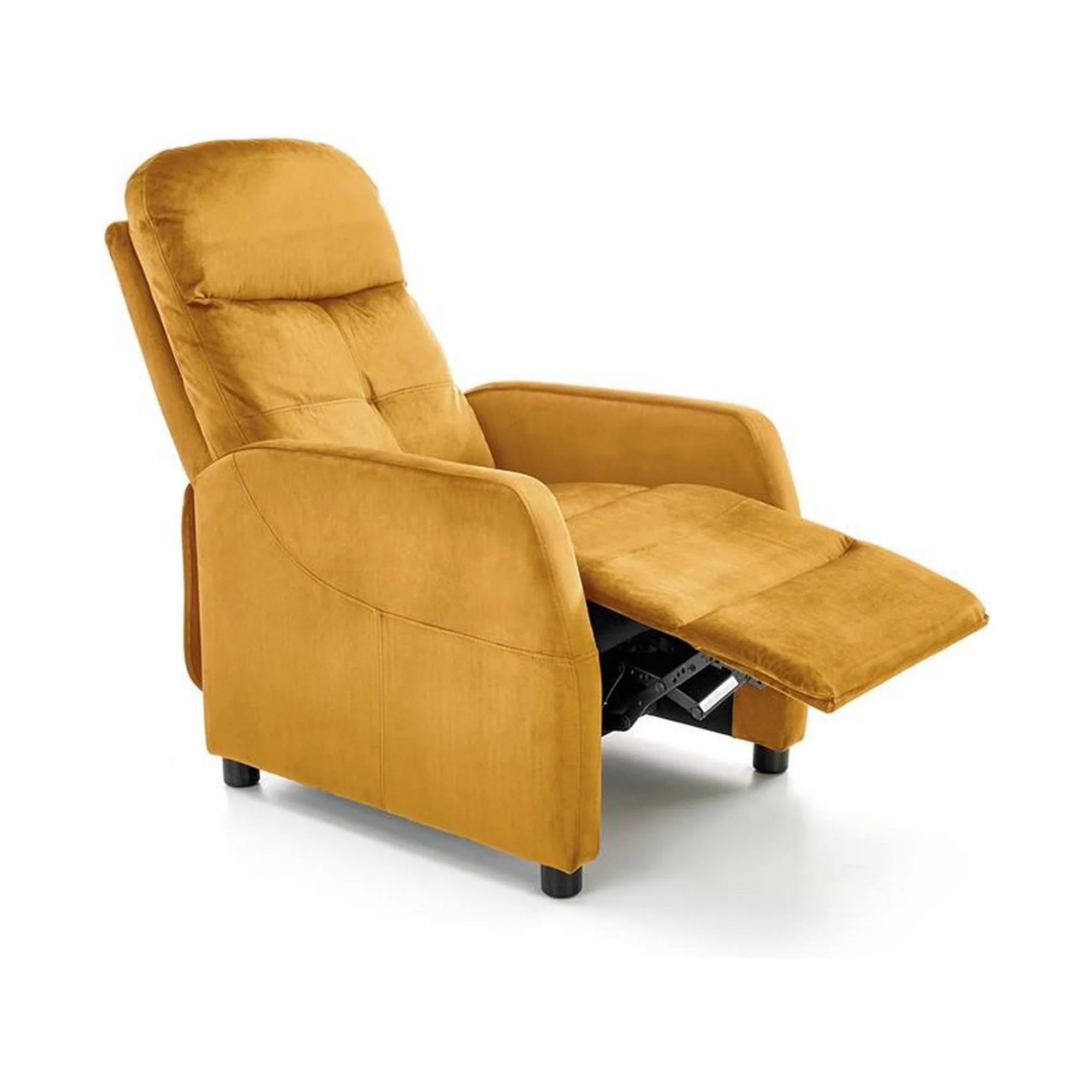 Fotoliu rabatabil Felipe 2, galben mustar, stofa catifelata, 64x84/135x76/103 cm