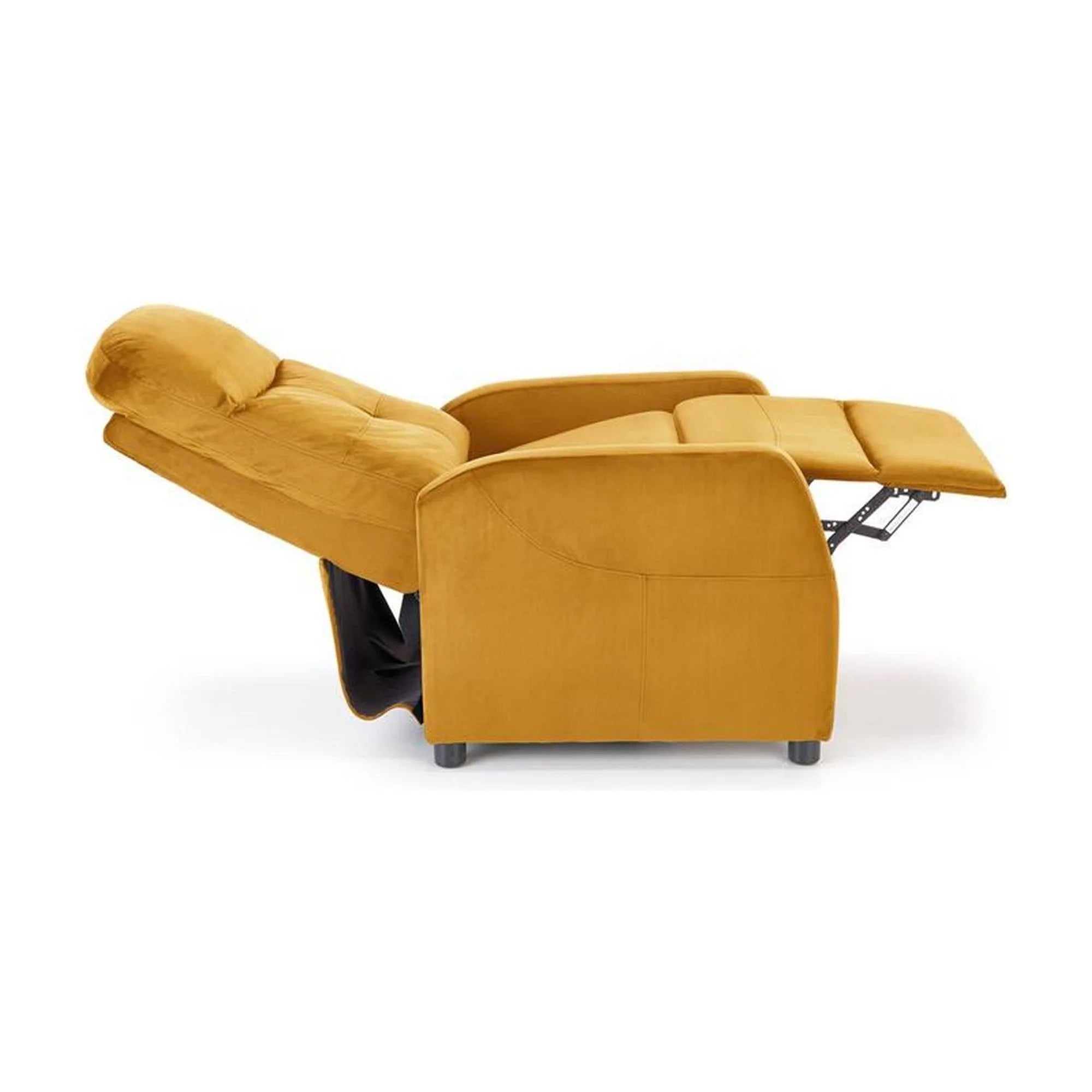 Fotoliu rabatabil Felipe 2, galben mustar, stofa catifelata, 64x84/135x76/103 cm