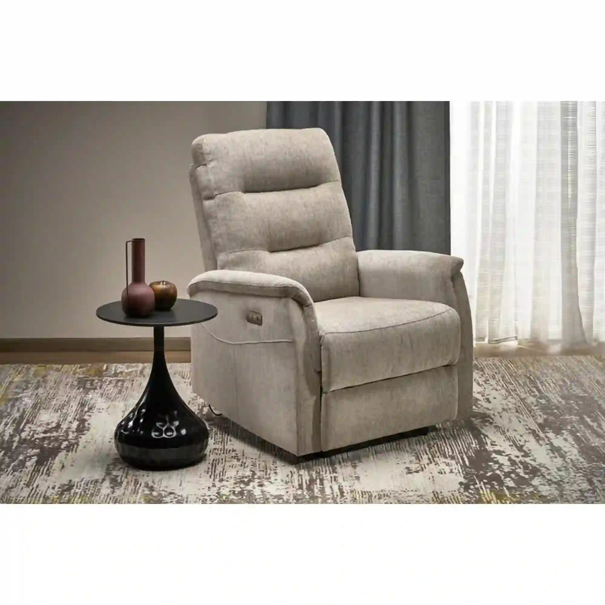 Fotoliu rabatabil JAMAL, stofa clasica bej - Odin 28, 80x90/160x105 cm