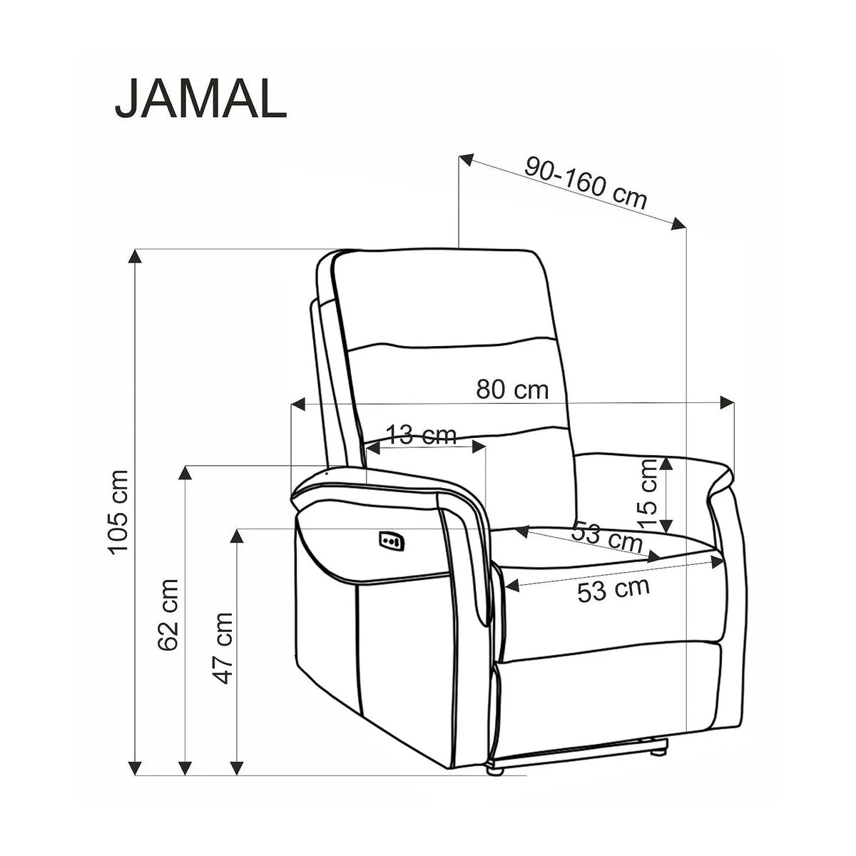 Fotoliu rabatabil JAMAL, stofa clasica verde olive - Odin 77, 80x90/160x105 cm