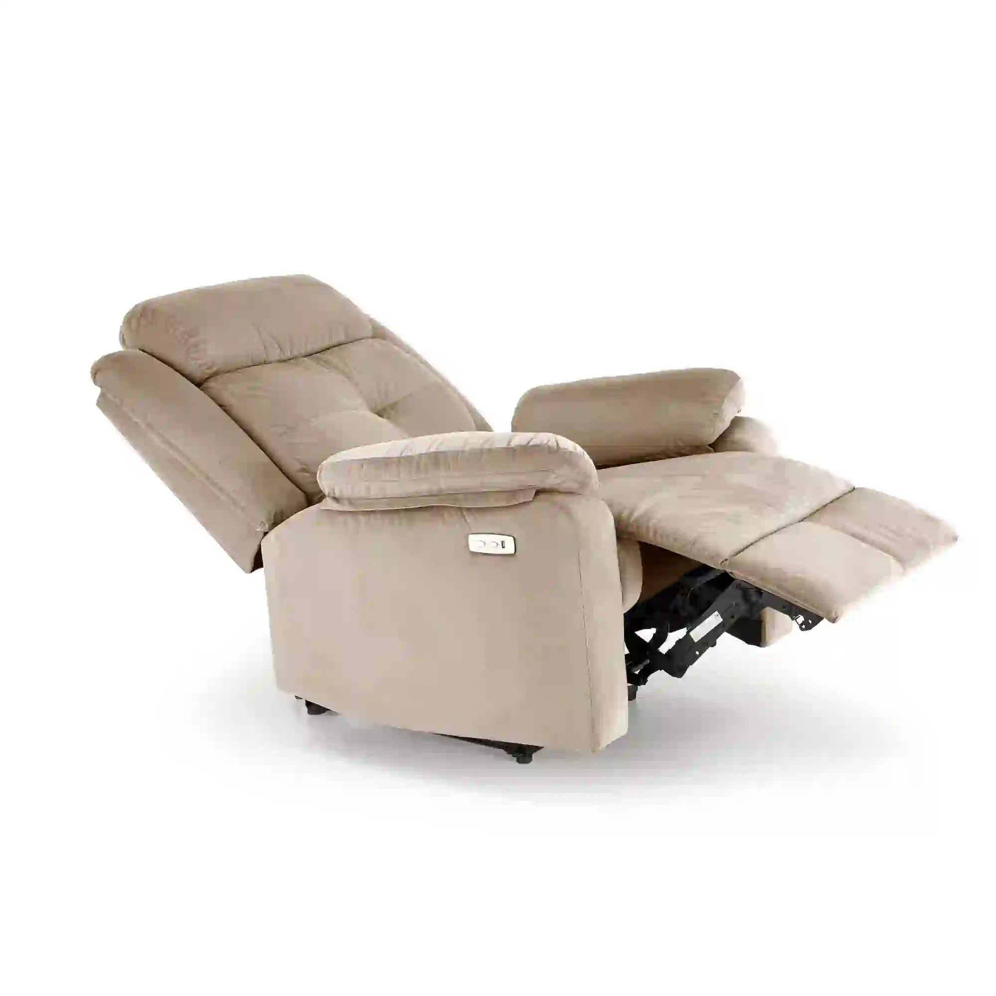 Fotoliu rabatabil LORIS, bej, stofa clasica/metal, 85x95/162x105 cm