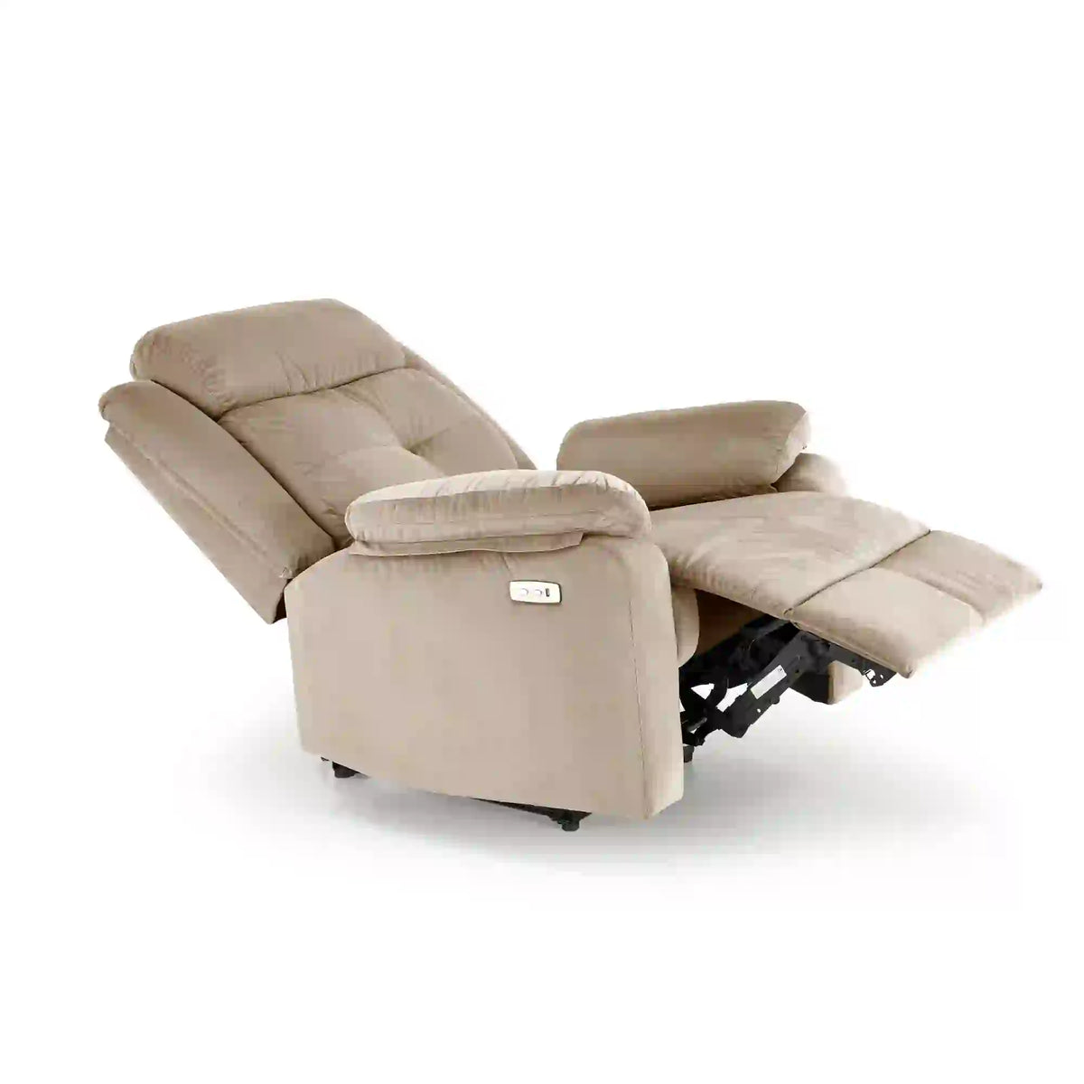 Fotoliu rabatabil LORIS, bej, stofa clasica/metal, 85x95/162x105 cm