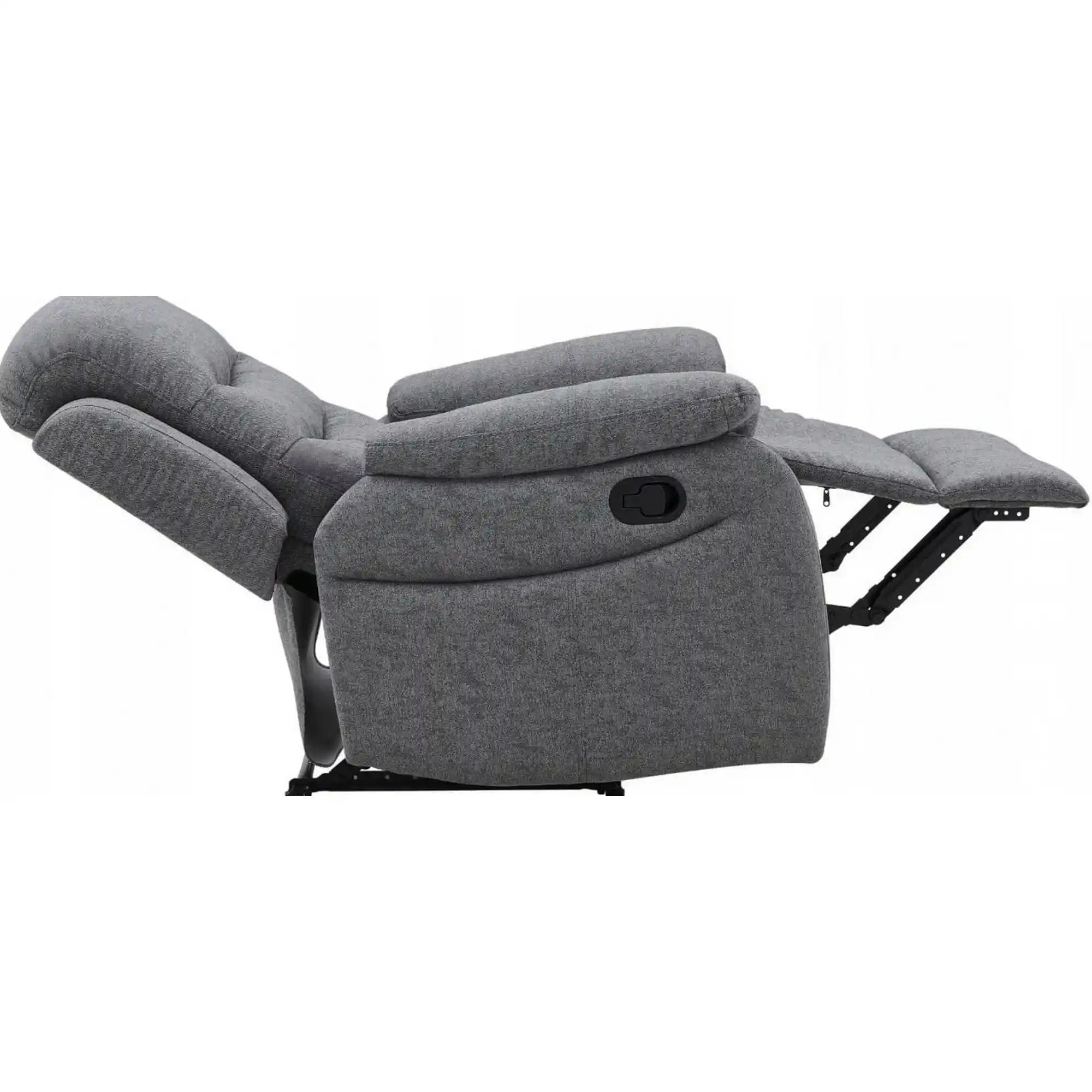 Fotoliu cu recliner NERON, gri/negru, stofa/metal, 72x80/160x101 cm