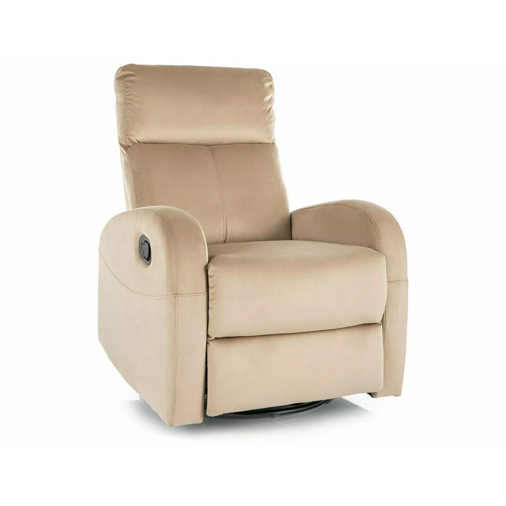 Fotoliu rabatabil OLIMP, bej, stofa catifelata/metal, 72x80/160x101 cm