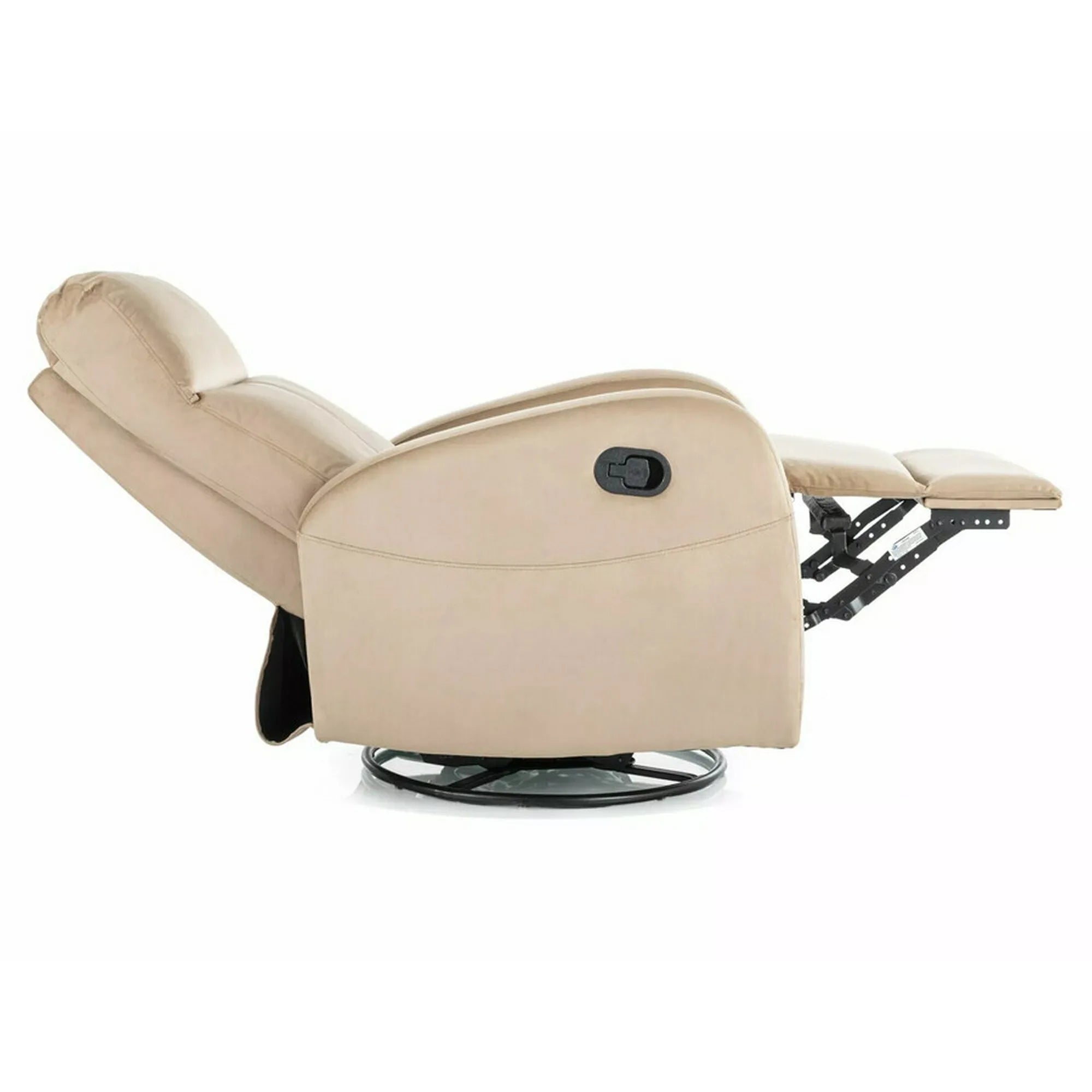 Fotoliu rabatabil OLIMP, bej, stofa catifelata/metal, 72x80/160x101 cm